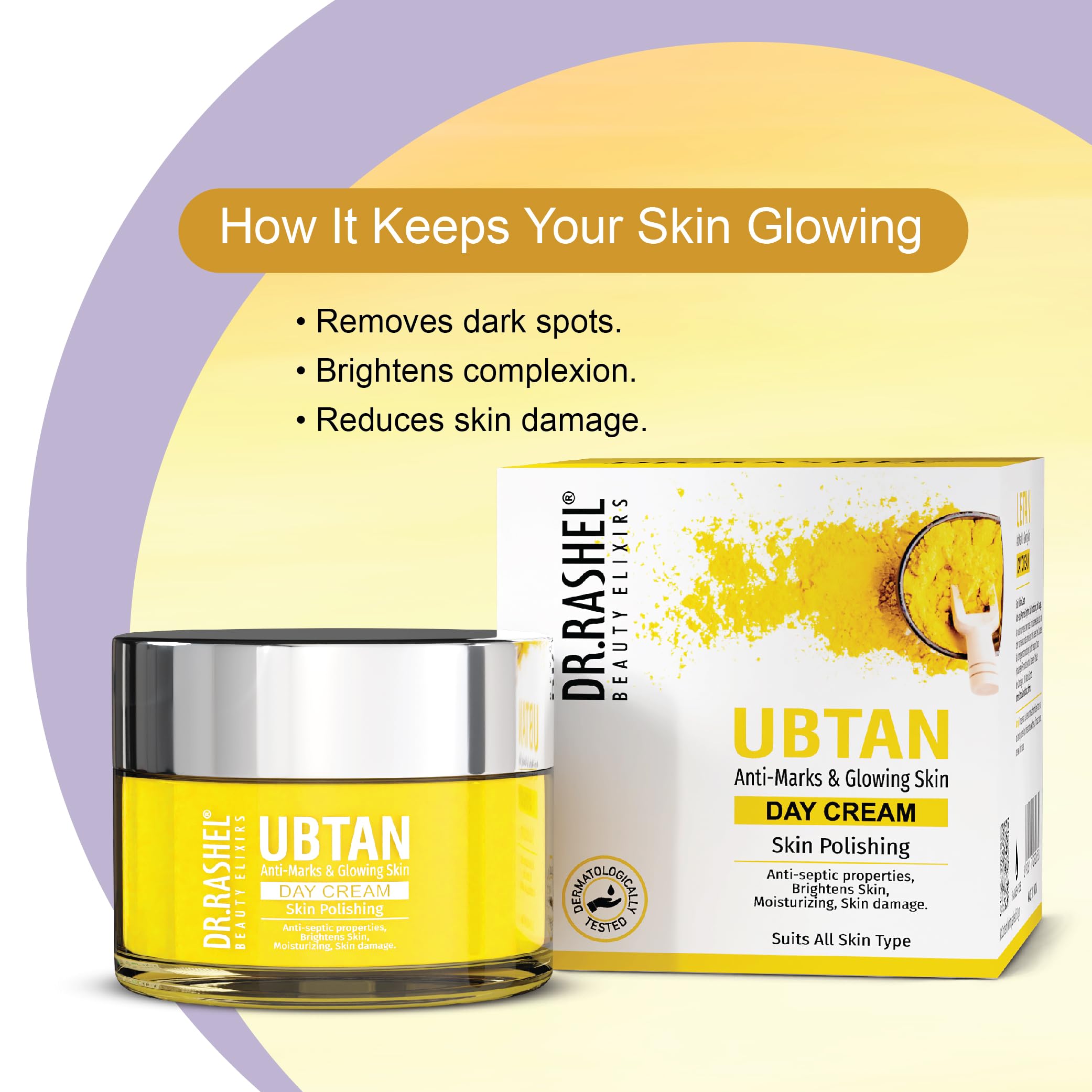 DR.RASHEL Ubtan Day Face Cream for Women & Men - All Skin Types | Soft, Healthy, Hydrated Skin | Repairing & Nourishing Vegan Moisturizer | Paraben-Free | Perfect for Daily Skincare & Anti-Aging Routine