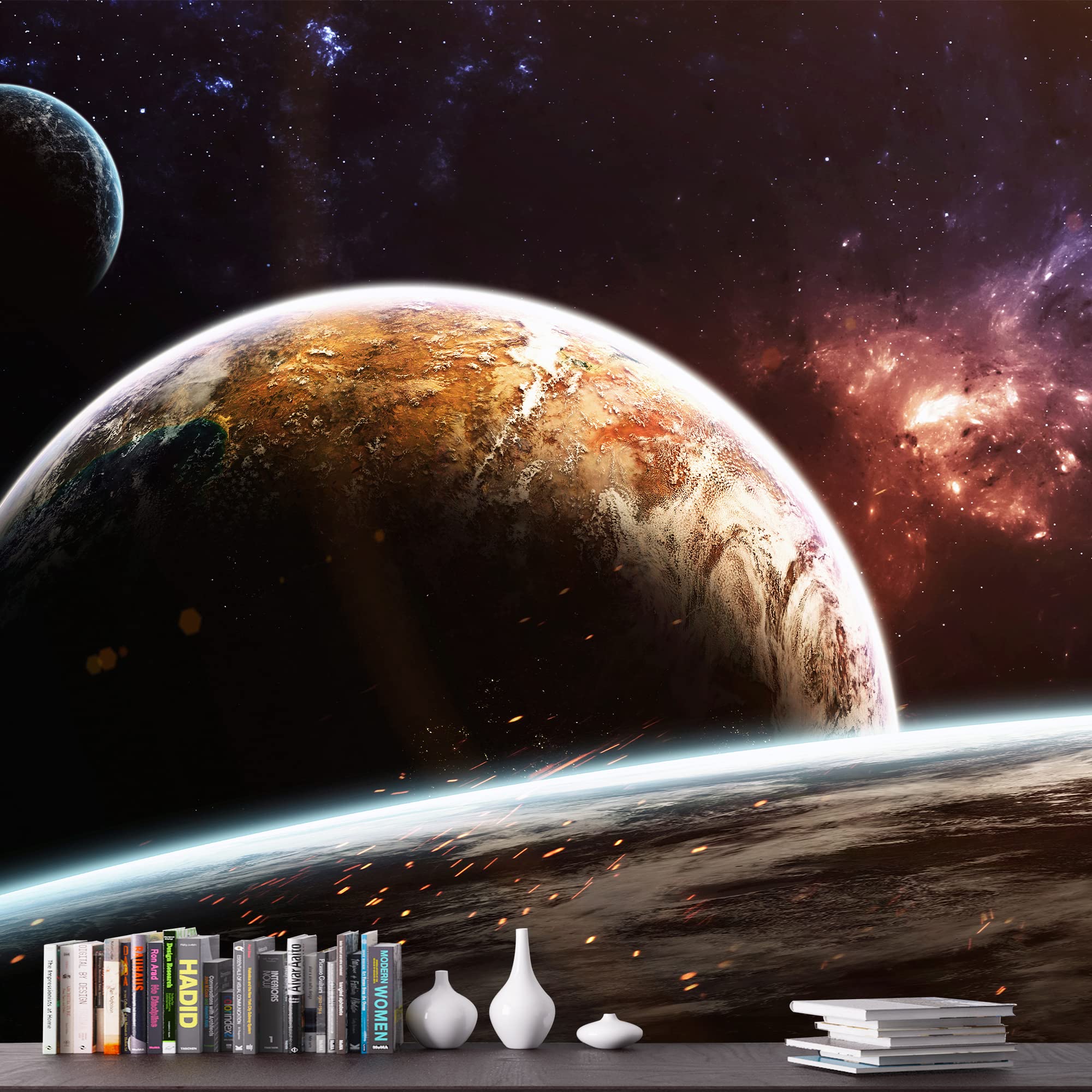 Removable Peel and Stick Wallpaper - Space Universe Planets Wall Mural (100x144 inches) for Bedroom, Living Room, Nursery & Home Decor