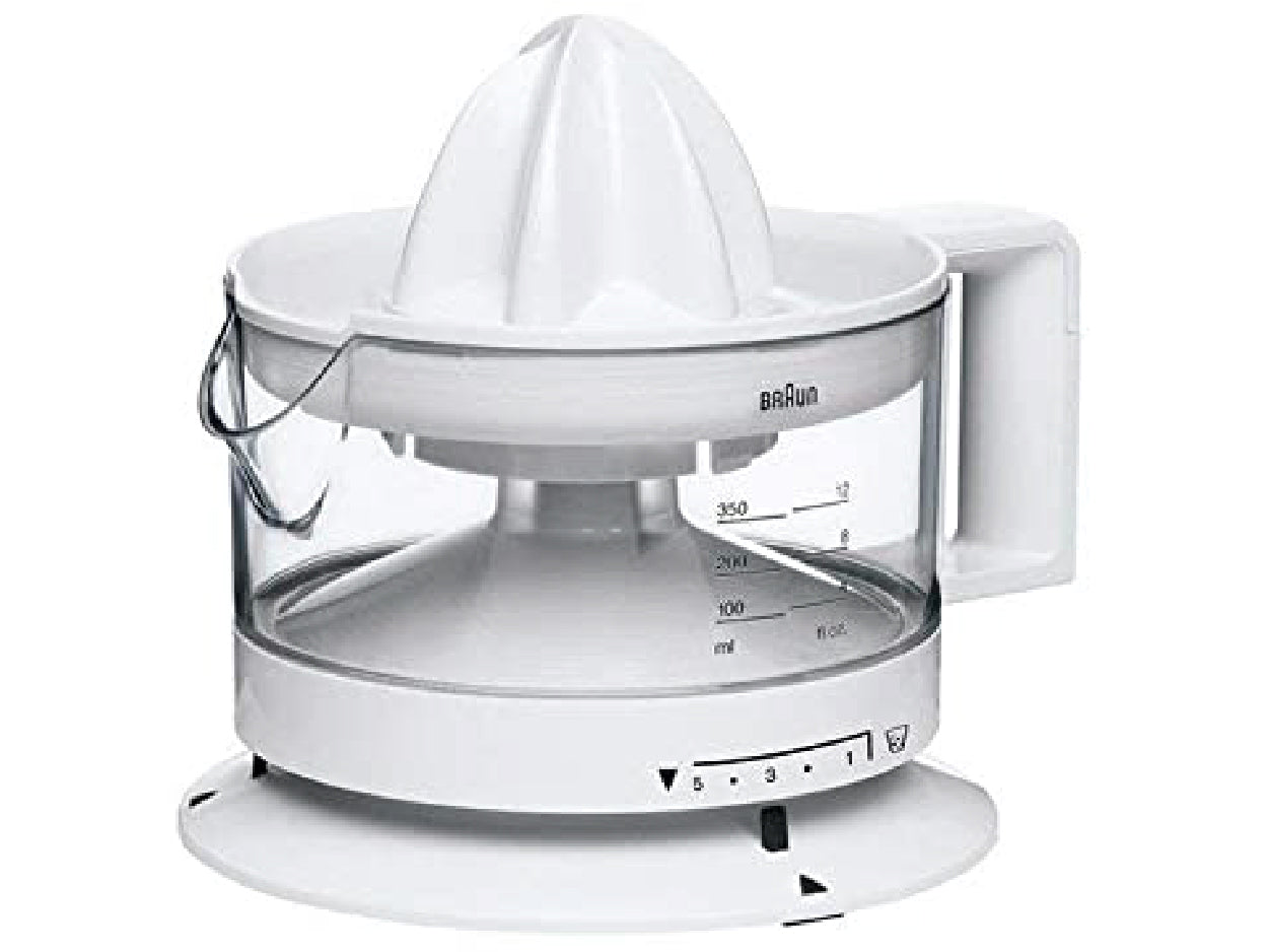 Braun 40W White Citrus Juicer - Electric Orange Lemon Squeezer for Fresh Juice at Home, Breakfast & Healthy Drinks