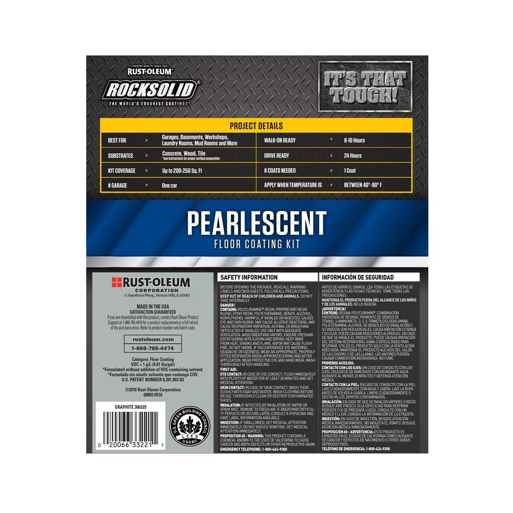Rust-Oleum 306328 RockSolid Pearlescent 1 Car Garage Floor Coating Kit - Smoky Blue | Durable Epoxy Paint for Concrete Floors | DIY Home Garage, Workshop & Basement Floor Protection