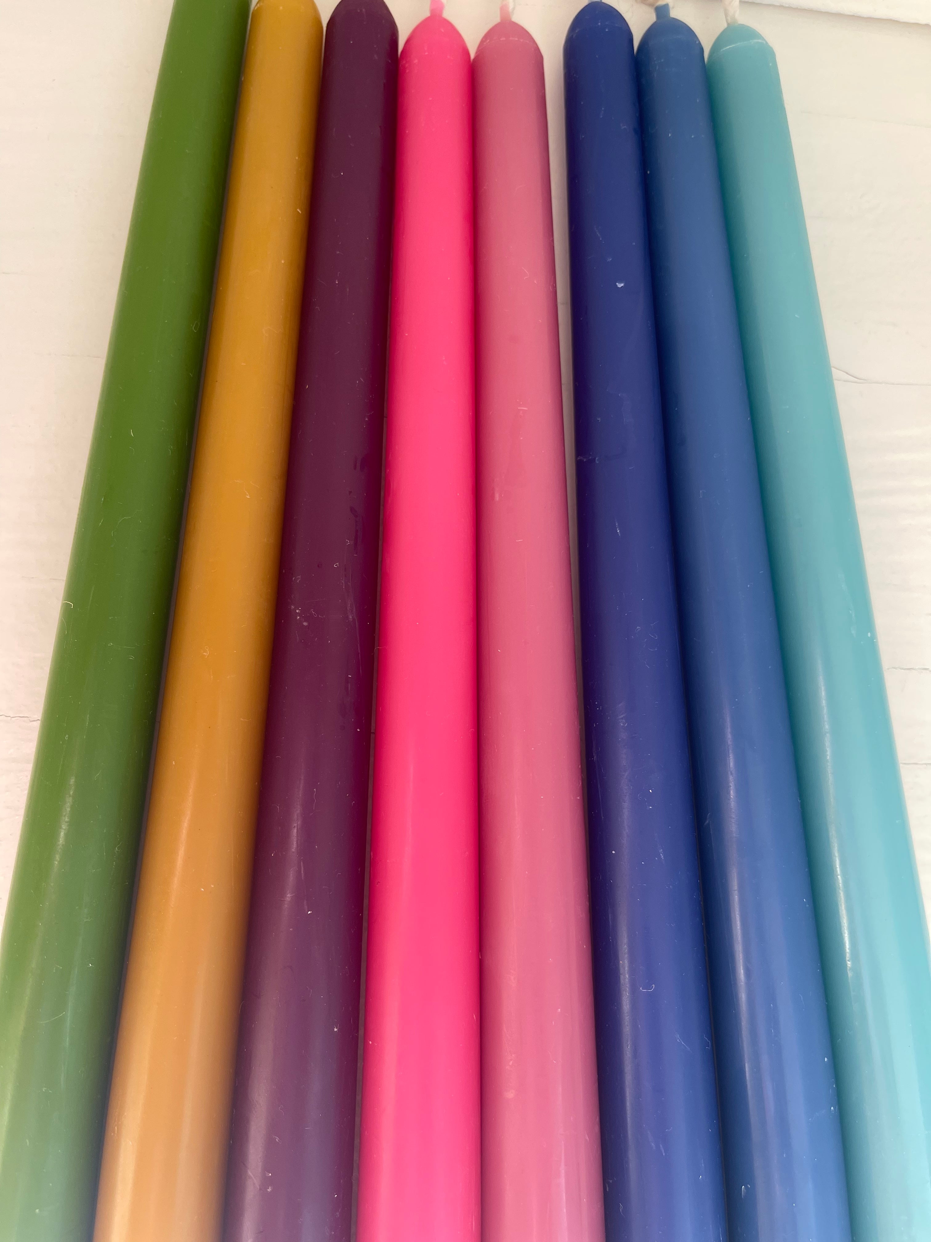 Natural Beeswax Taper Candles - Set of 10 Purple Hand-Dipped Candles for Dinner Parties, Weddings & Home Decor