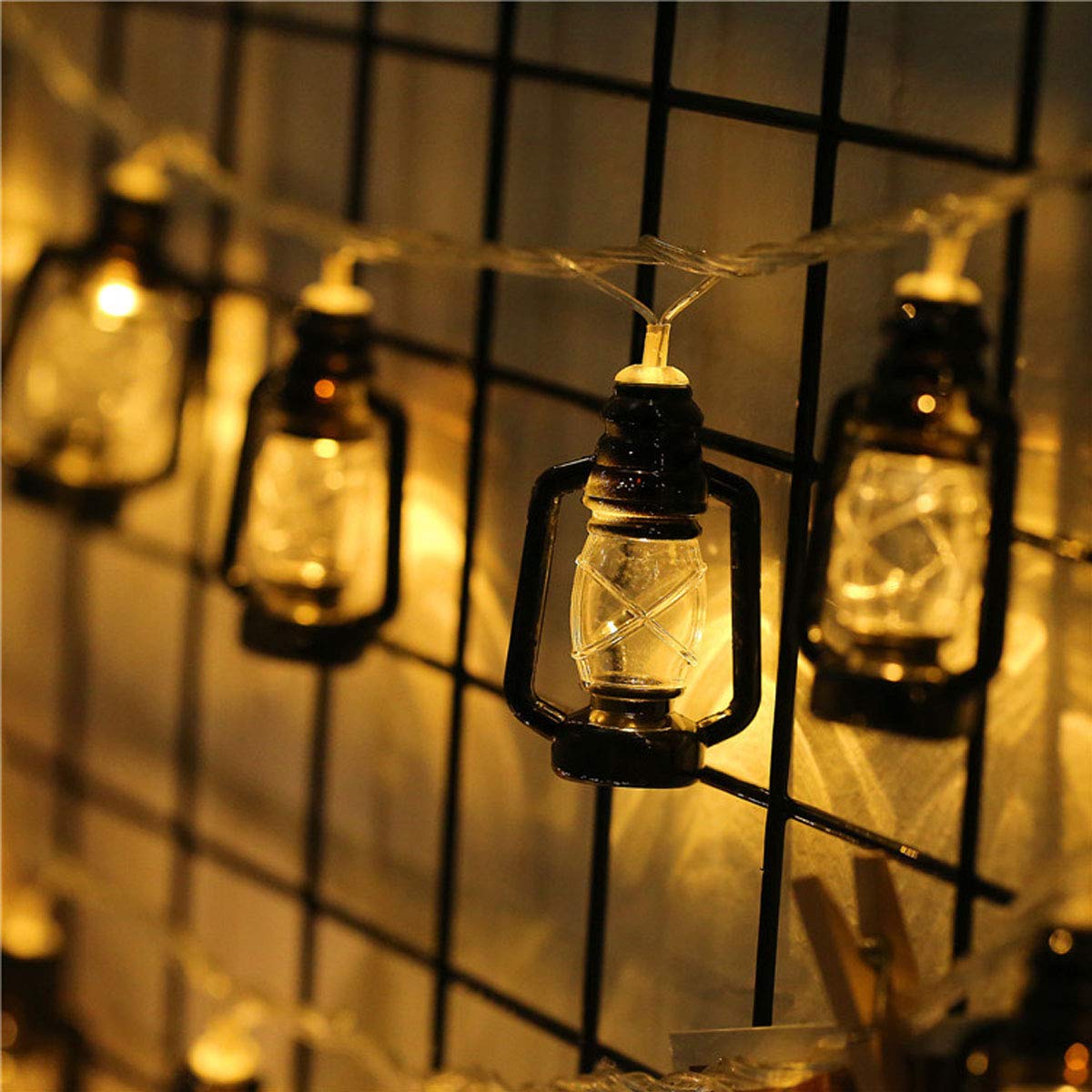 20 LED Black Mini Kerosene String Lights - 16.4Ft Battery Powered with 2 Modes, Warm White Decorative Lantern Lights for Home, Wedding, Party, Birthday, Christmas & Halloween Decorations - Perfect for Indoor/Outdoor Events, Garden Lighting and Festive Atmosphere