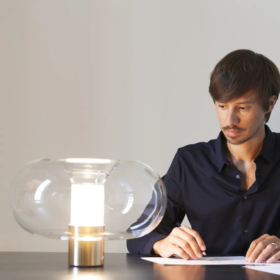 Fontanella Table Lamp by FontanaArte - Modern LED Bedside Lamp for Living Room, Bedroom & Office - Adjustable Brightness & Warm White Light