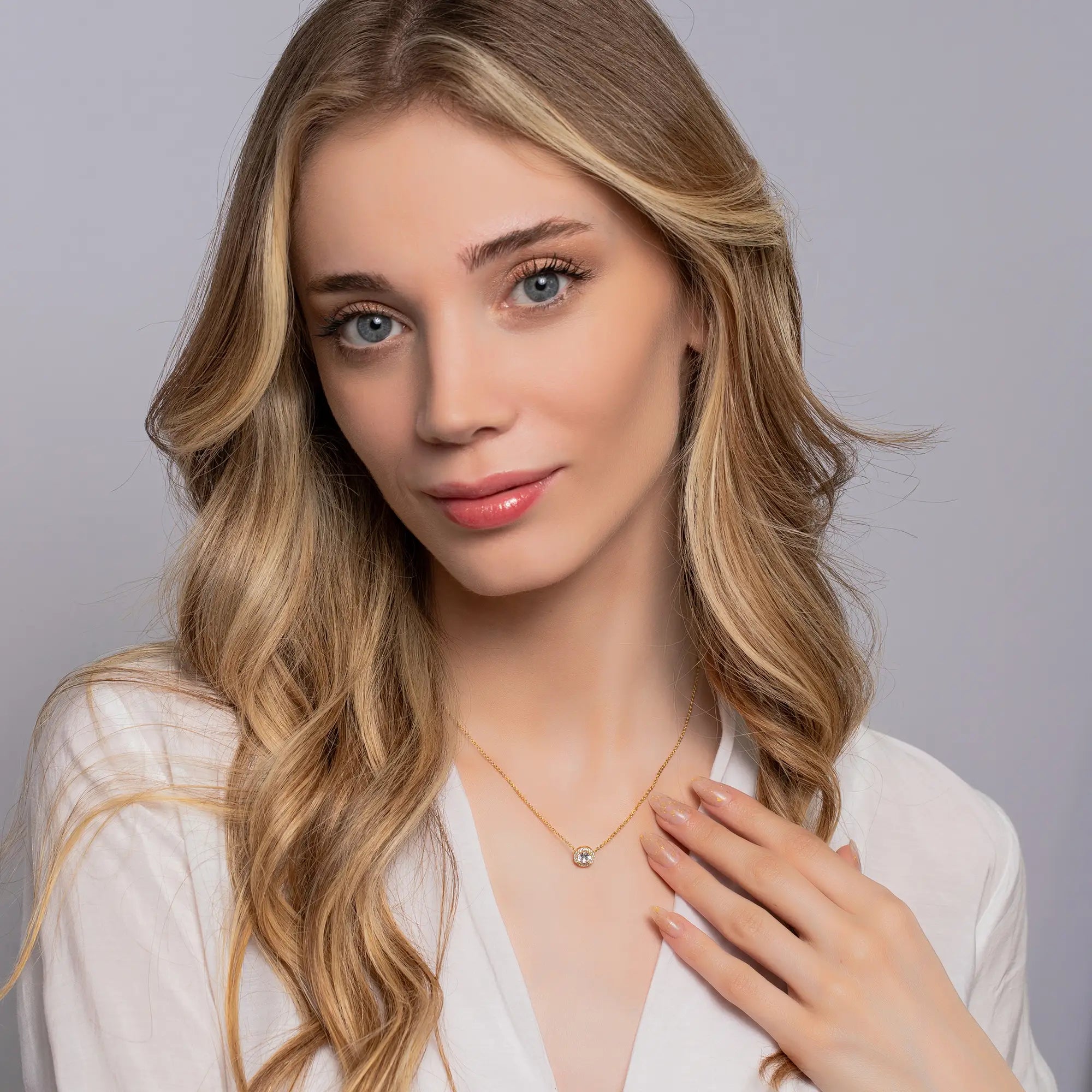 14K Yellow Gold Chain Gemstone Necklace for Women - Elegant Layering Jewelry for Party, Wedding & Everyday Wear