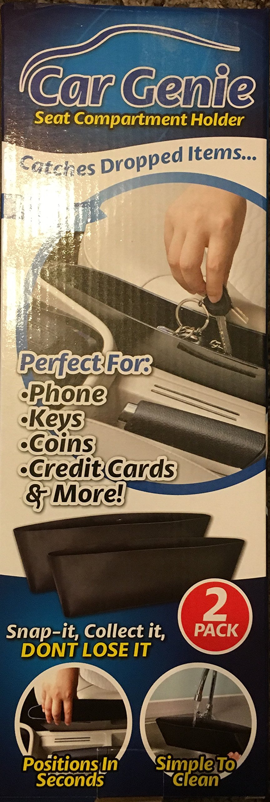 Car Genie Seat Compartment Holder Car Organizer - 2 Pack Universal Fit for Most Vehicles | Perfect for Phones, Keys, Wallets & Small Items | Ideal for Road Trips, Commuting & Daily Driving