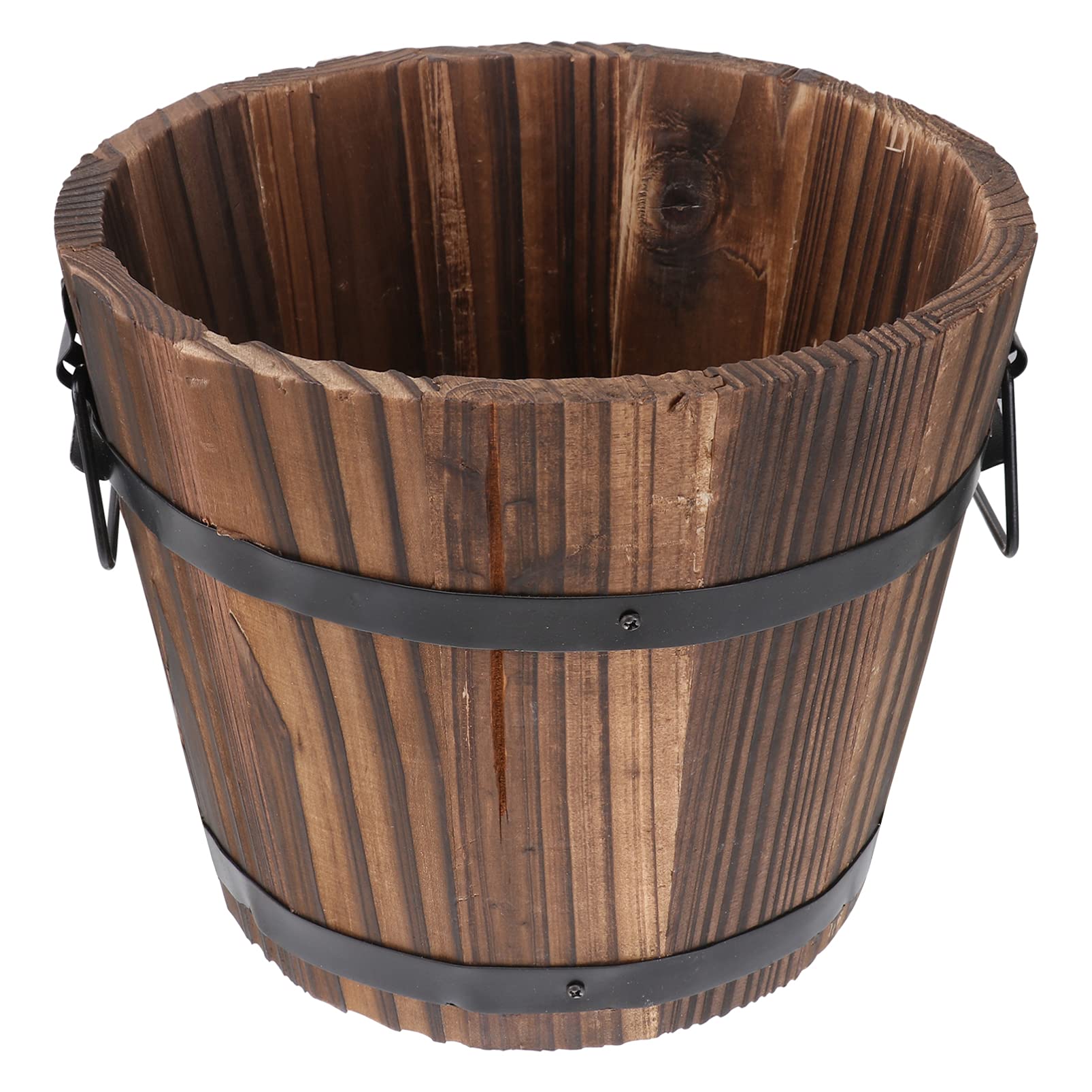 SOIMISS Rustic Wooden Whiskey Barrel Planters - Indoor/Outdoor Garden Flower Pots for Home Decor, Patio & Wedding Centerpieces | L Bucket Barrel Design