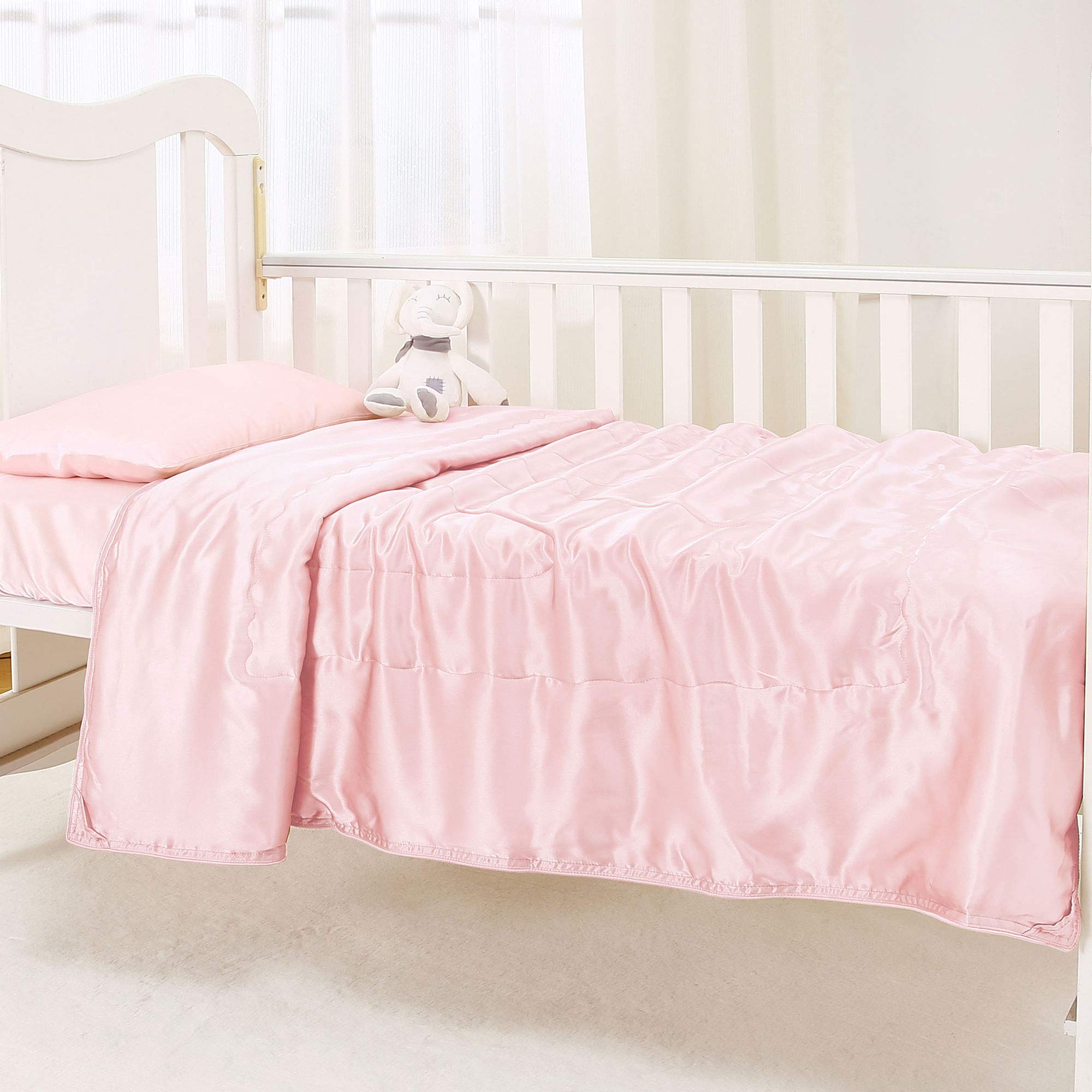 Luxury 100% Mulberry Silk Throw Blanket - Soft & Lightweight Pure Silk Blanket for Couch, Bed, Sofa & Travel - Cozy All-Season Blanket for Adults & Kids (42x59 Inches, Light Pink) | Perfect for Home Decor, Baby Shower Gifts & Spa Relaxation