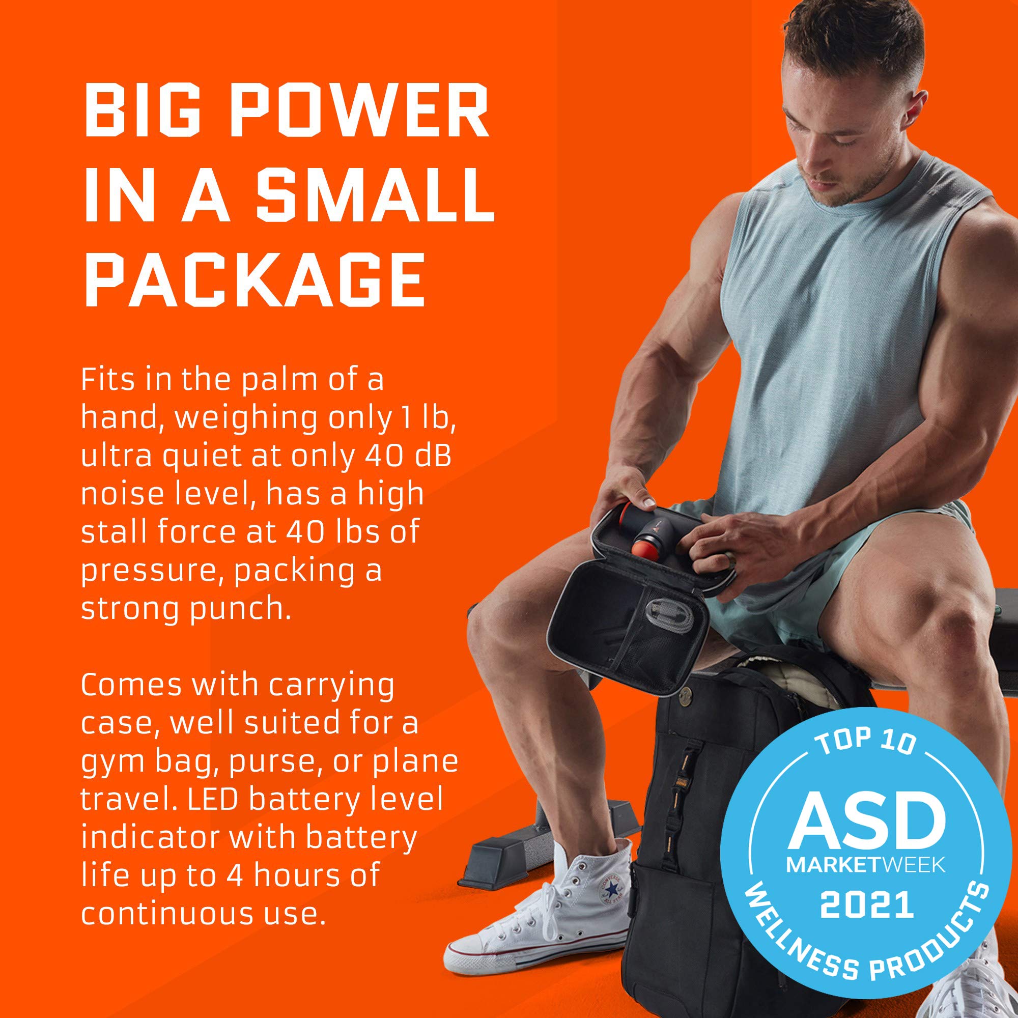 JAWKU Muscle Blaster Mini Cordless Percussion Massage Gun - Rechargeable Deep Tissue Massager for Pain Relief, Ultra Quiet Handheld Vibration Massager for Athletes, Gym Recovery, Back & Neck Pain - Portable Muscle Stimulator for Home & Travel Use