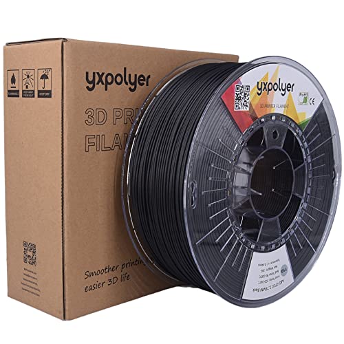 YXPOLYER Carbon Fiber ABS Filament 1.75mm - High Strength Engineering 3D Printer Filament, 1kg Spool (Black) for Automotive Parts, Drone Frames & Industrial Prototypes