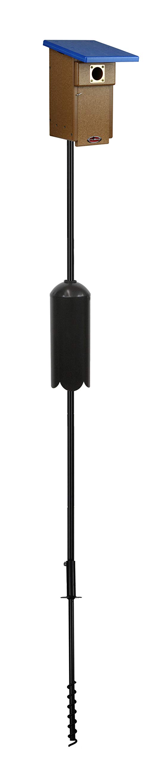 Kettle Moraine Eastern Bluebird Recycled Nest Box with Pole & Baffle - Eco-Friendly Blue/Chocolate Birdhouse for Backyard Bird Watching & Wildlife Conservation