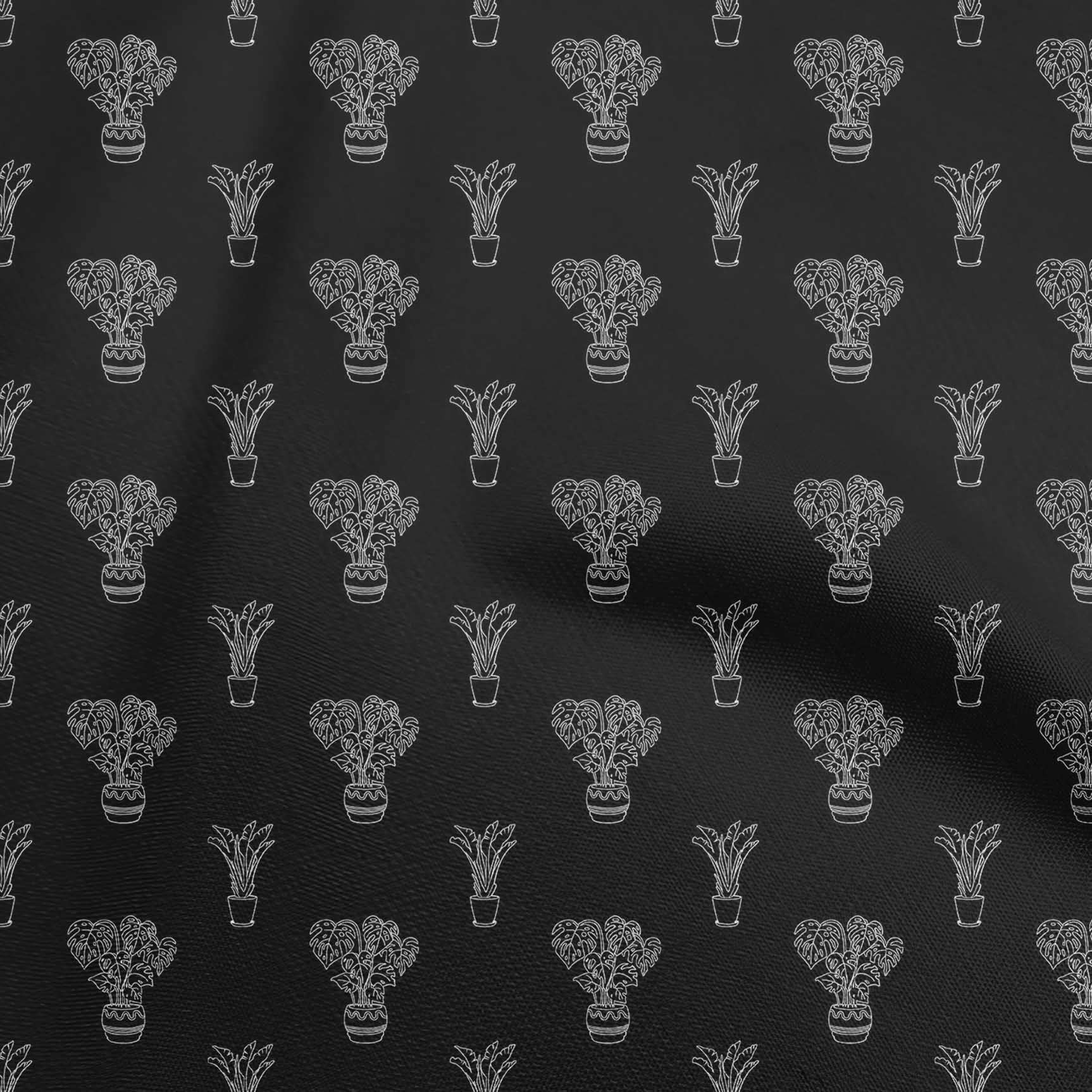 Premium Cotton Silk Black Fabric for House Plants, DIY Craft Projects, Home Decor - 42 Inch Wide Printed by The Yard | Perfect for Sewing, Upholstery, and Creative Decorations