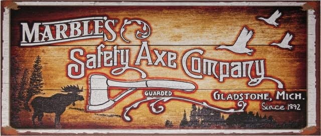18x7.75 Inch Marble Safety Axe Warning Sign - Durable Wooden Wall Decor for Workshop, Garage & Industrial Safety - MR559 by Marble Safety Axe Company