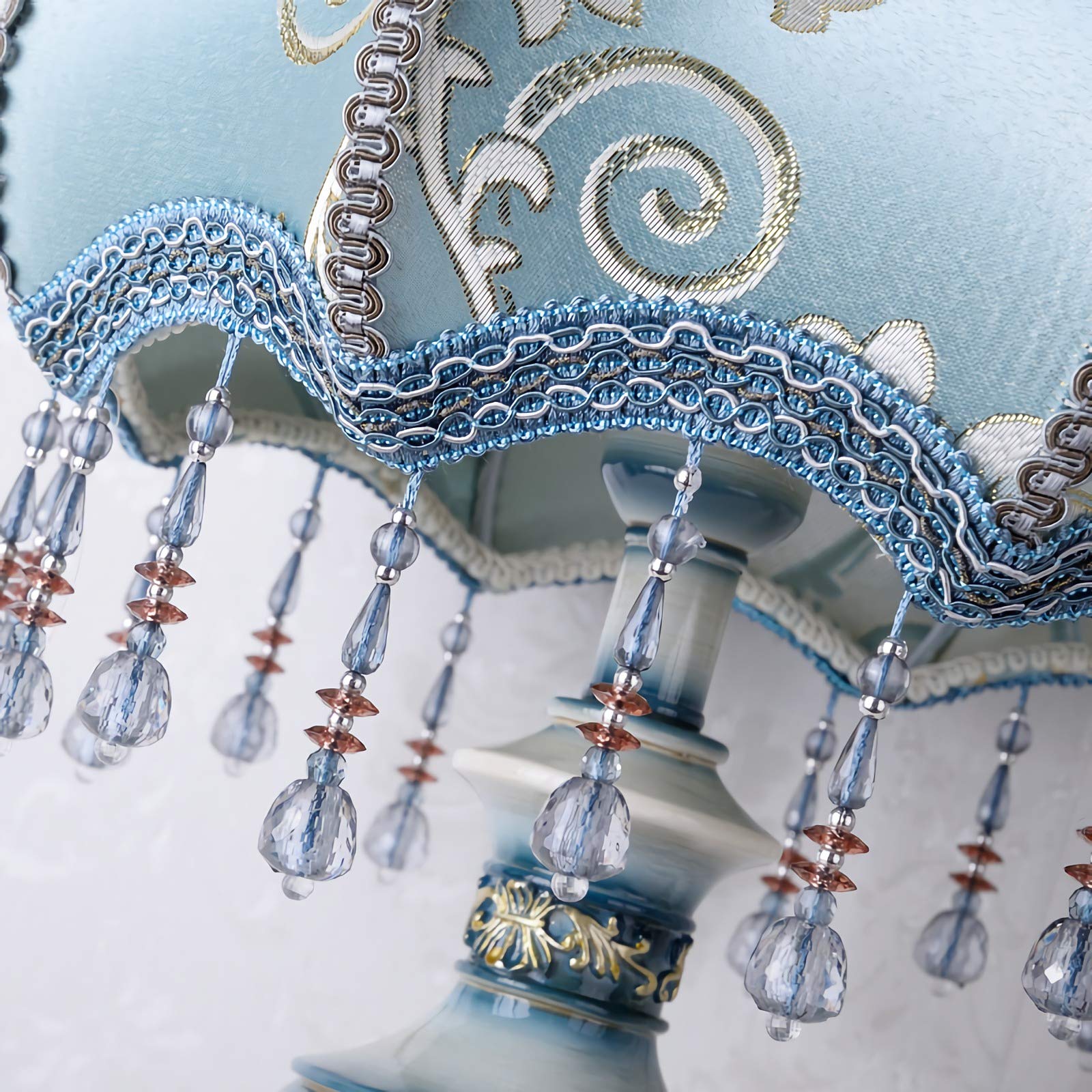 Victorian Style Table Lamp with Fabric Shade - European Inspired E27 Desk Lamp for Living Room & Office, Retro Eye-Caring Resin Bedside Lighting | Perfect for Reading Nooks, Home Decor & Workspace Ambiance