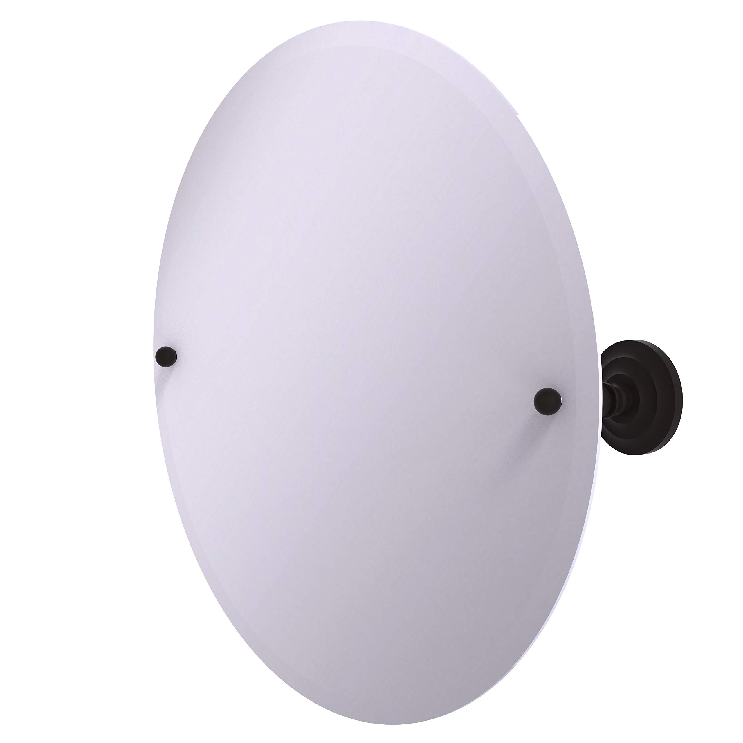 Allied Brass PQN-90 Frameless Round Tilt Beveled Edge Wall Mirror in Oil Rubbed Bronze - Perfect for Bathroom, Bedroom, and Entryway Décor