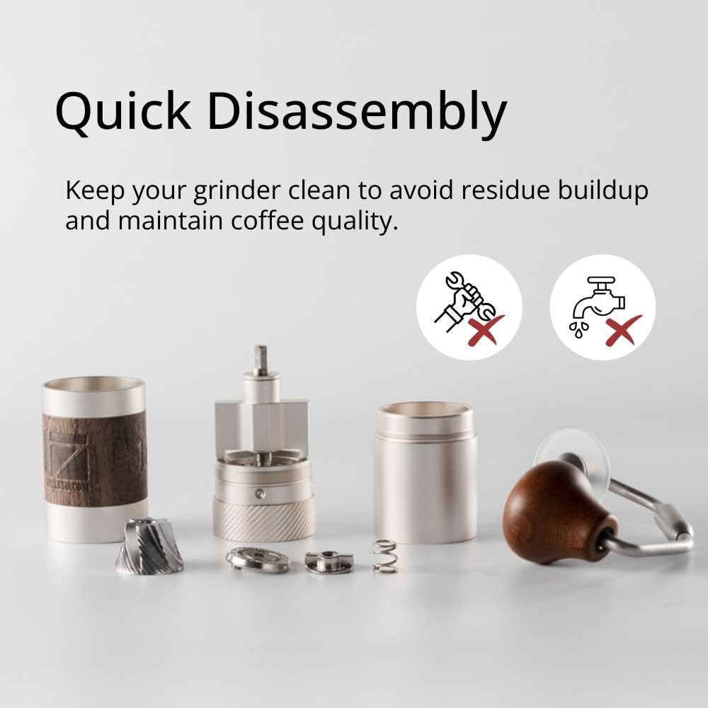 1Zpresso Q Manual Coffee Grinder - Portable Mini Slim Travel Size, Stainless Steel Conical Burr with Numerical Adjustable Settings for Pour Over, French Press & Cold Brew - Perfect for Home, Office & Outdoor Adventures