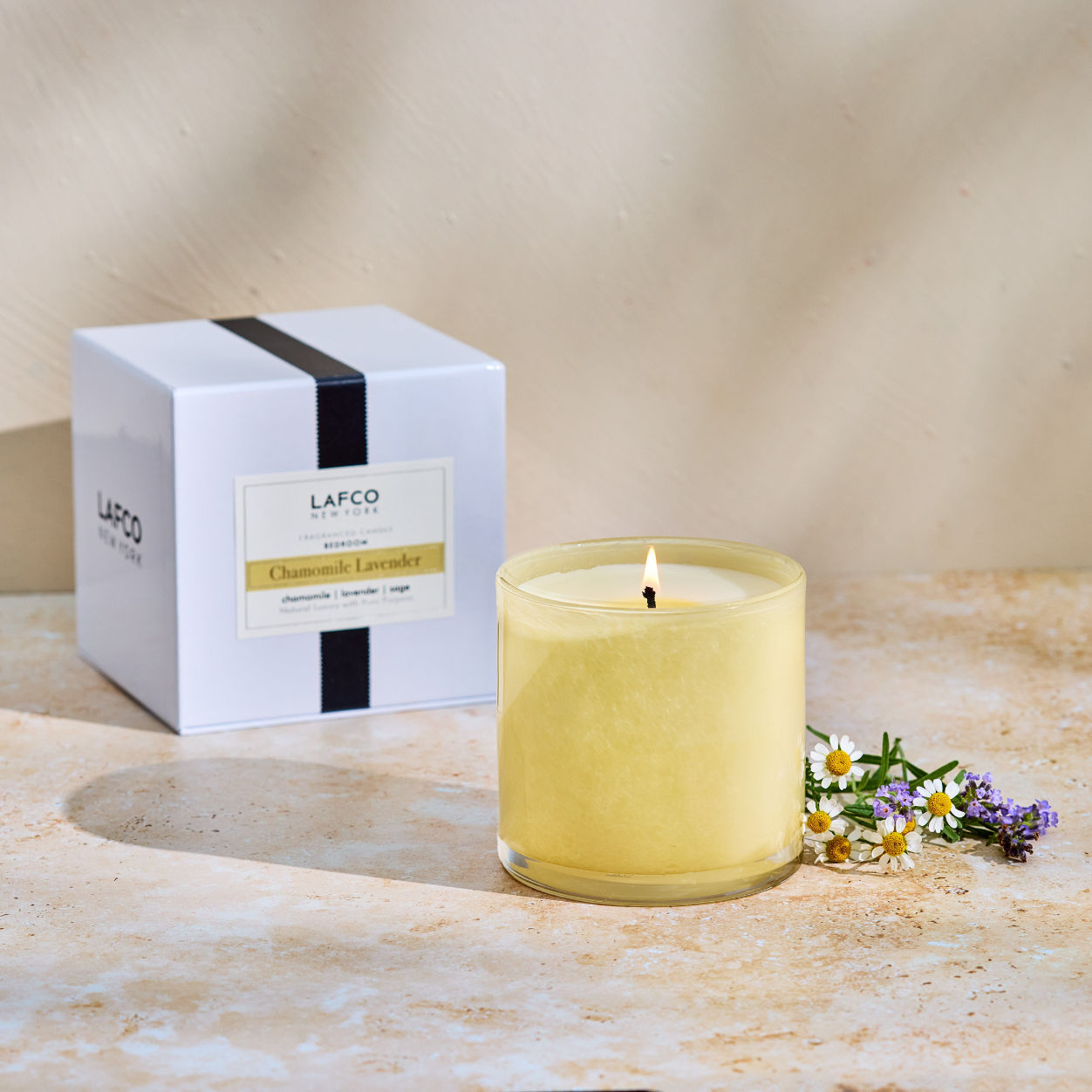 Premium Chamomile Lavender Scented Candle - Natural Soy Wax, Long-Lasting Aromatherapy for Relaxation & Stress Relief - Perfect for Bedroom, Bathroom & Meditation Spaces