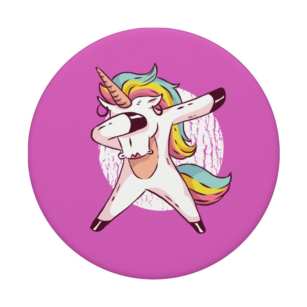 Dabbing Unicorn PopSocket PopGrip: Swappable Phone Grip for Girls, Pink Phone Stand for Phones & Tablets, Perfect for School, Work, and Travel
