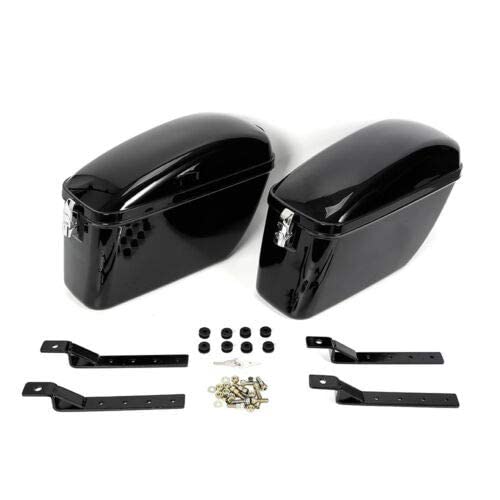 Durable ABS Plastic Motorcycle Saddlebags - Glossy Black Hard Travel Luggage Trunk Case (2-Piece Set, Left & Right) for Harley, Cruiser & Touring Bikes - Perfect for Road Trips, Commuting & Storage