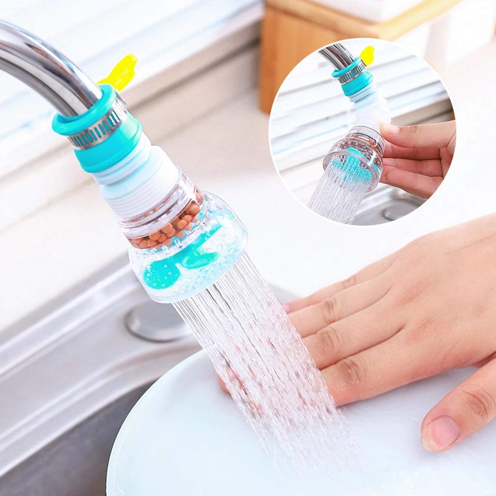 SNOMYRS Green Water Tap Extension Filter - Rotary Faucet Water Filter for Kitchen, Bathroom, Toilet & Wash Basin (Blue) | Improves Water Quality for Drinking, Cooking & Cleaning