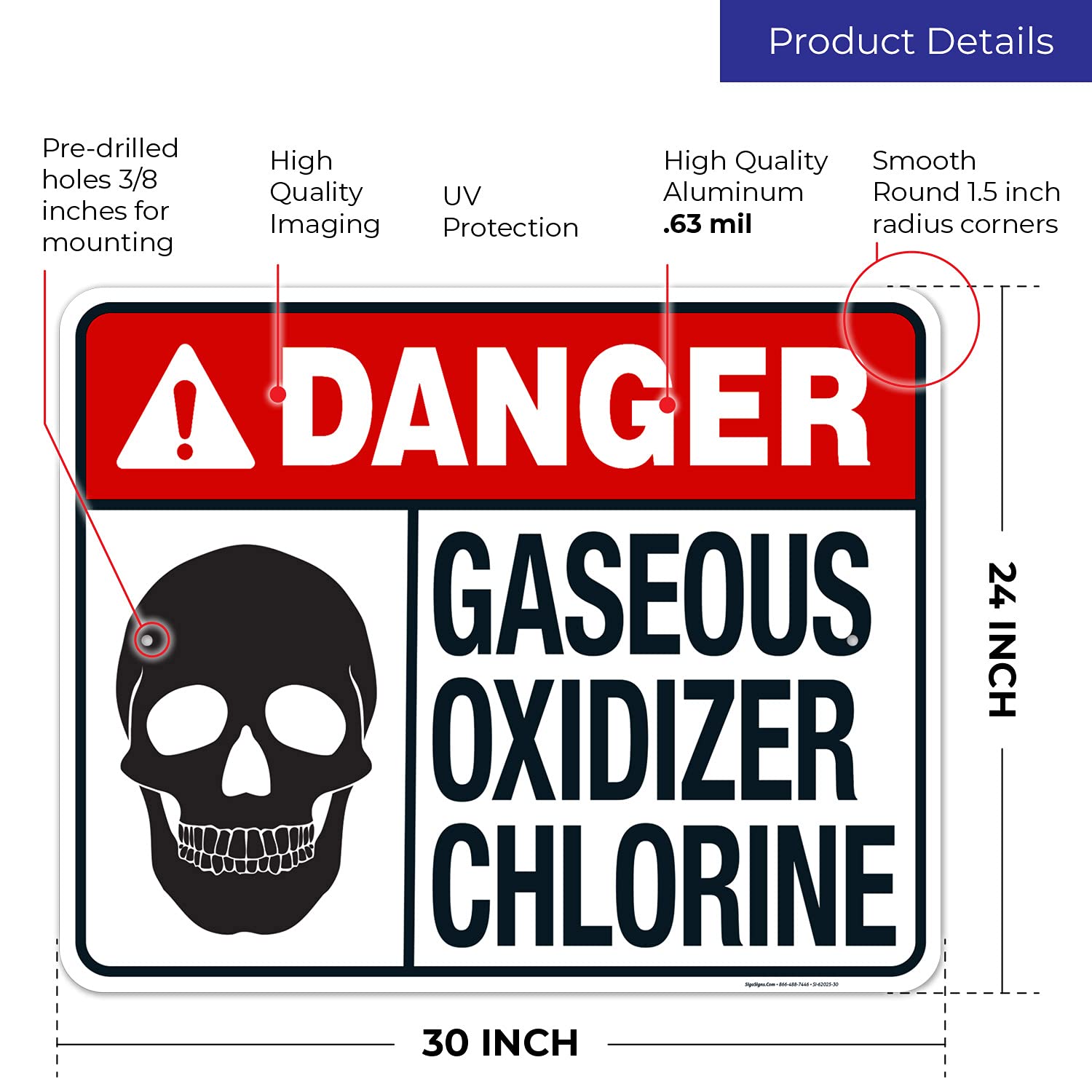 California Pool Chlorine Safety Sign 24x30 Inches - Rust-Free .063 Aluminum, Fade-Resistant, Complies with CA Pool Code - Perfect for Public Pools, Spas & Backyard Swimming Areas