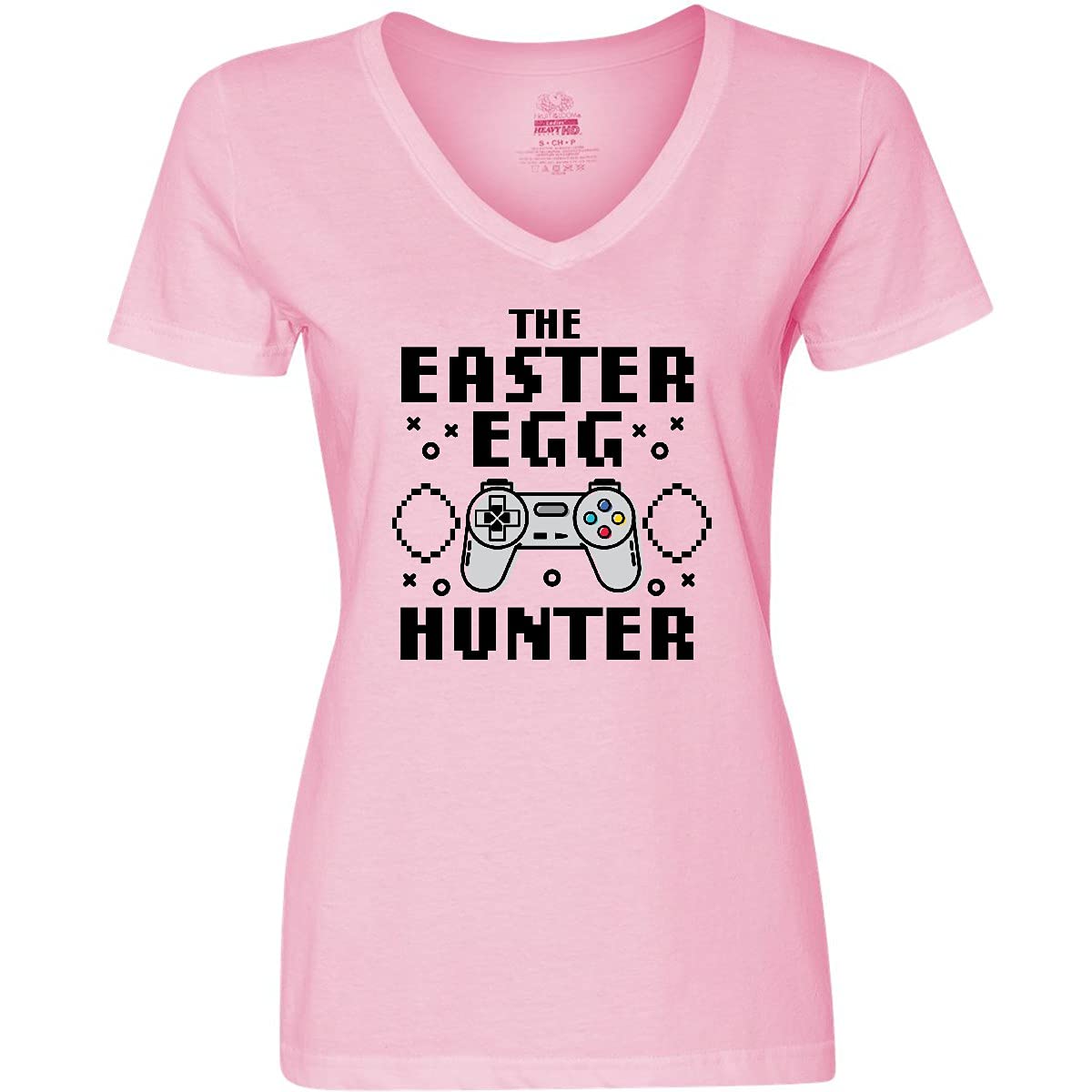 Inktastic Happy Easter The Easter Egg Hunter Gamer Women's V-Neck T-Shirt - Fun Holiday Gift for Gamers & Easter Lovers - Perfect for Easter Parties & Casual Wear