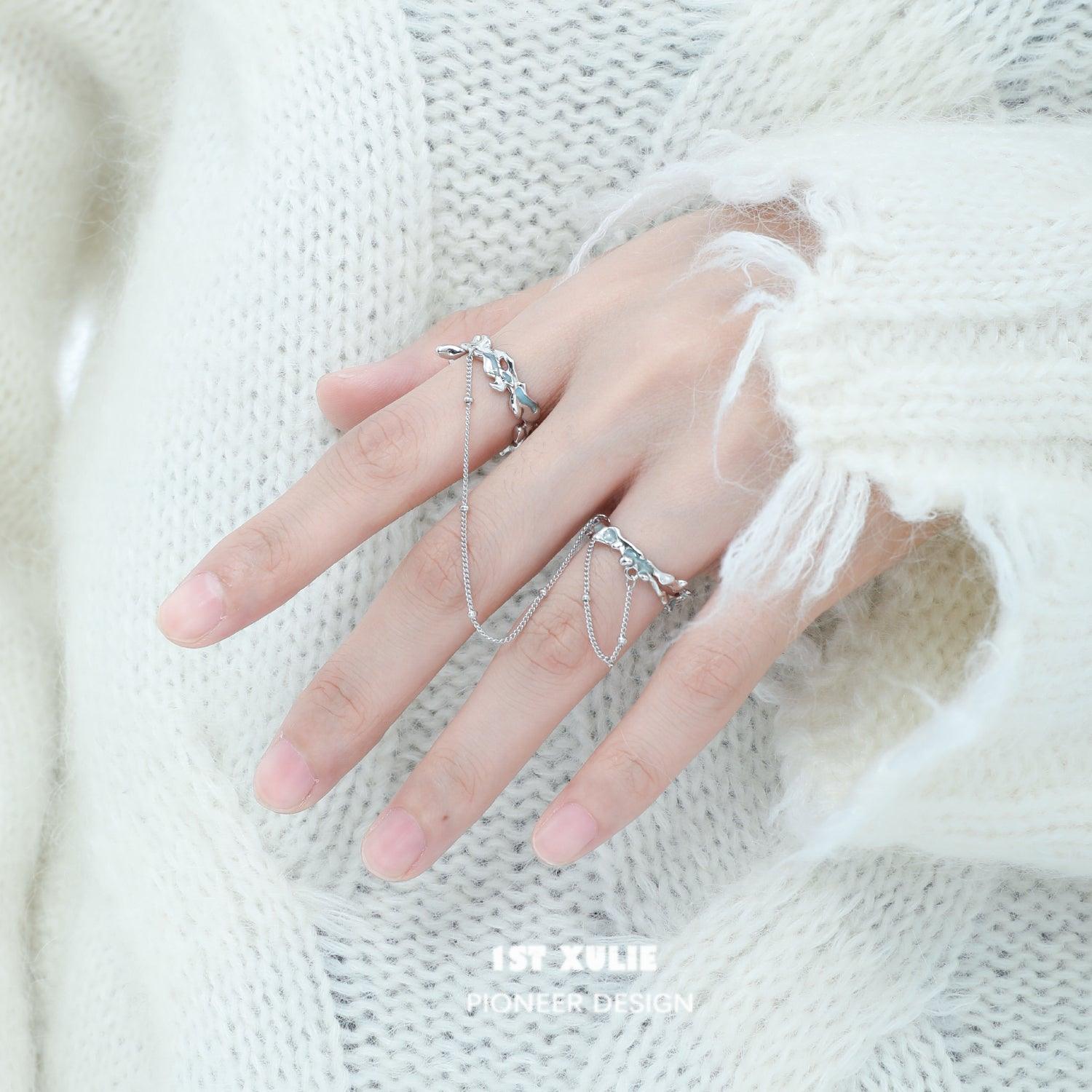 Sterling Silver Chain Rings Set for Women - Elegant Stackable Rings - Perfect for Everyday Wear, Gifts & Special Occasions