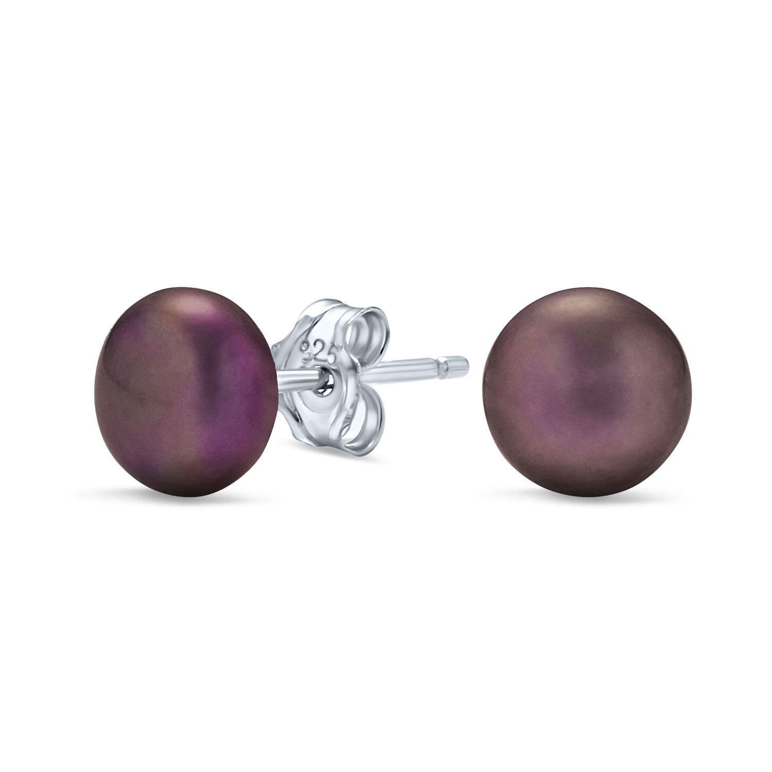 7MM Freshwater Cultured Pearl Stud Earrings for Women & Teens - .925 Sterling Silver, Simple Bead Ball Design, Multiple Colors Available | Perfect for Everyday Wear, Office, Parties & Special Occasions