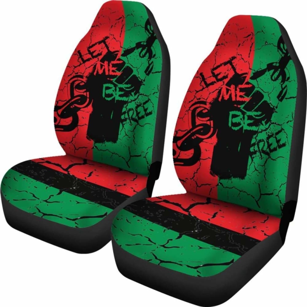 African Print Car Seat Covers - Pan African Flag Design 'Let Me Be Free' Style Bn19-153908 - Perfect for Cars, Trucks & SUVs - Cultural Pride Auto Accessories