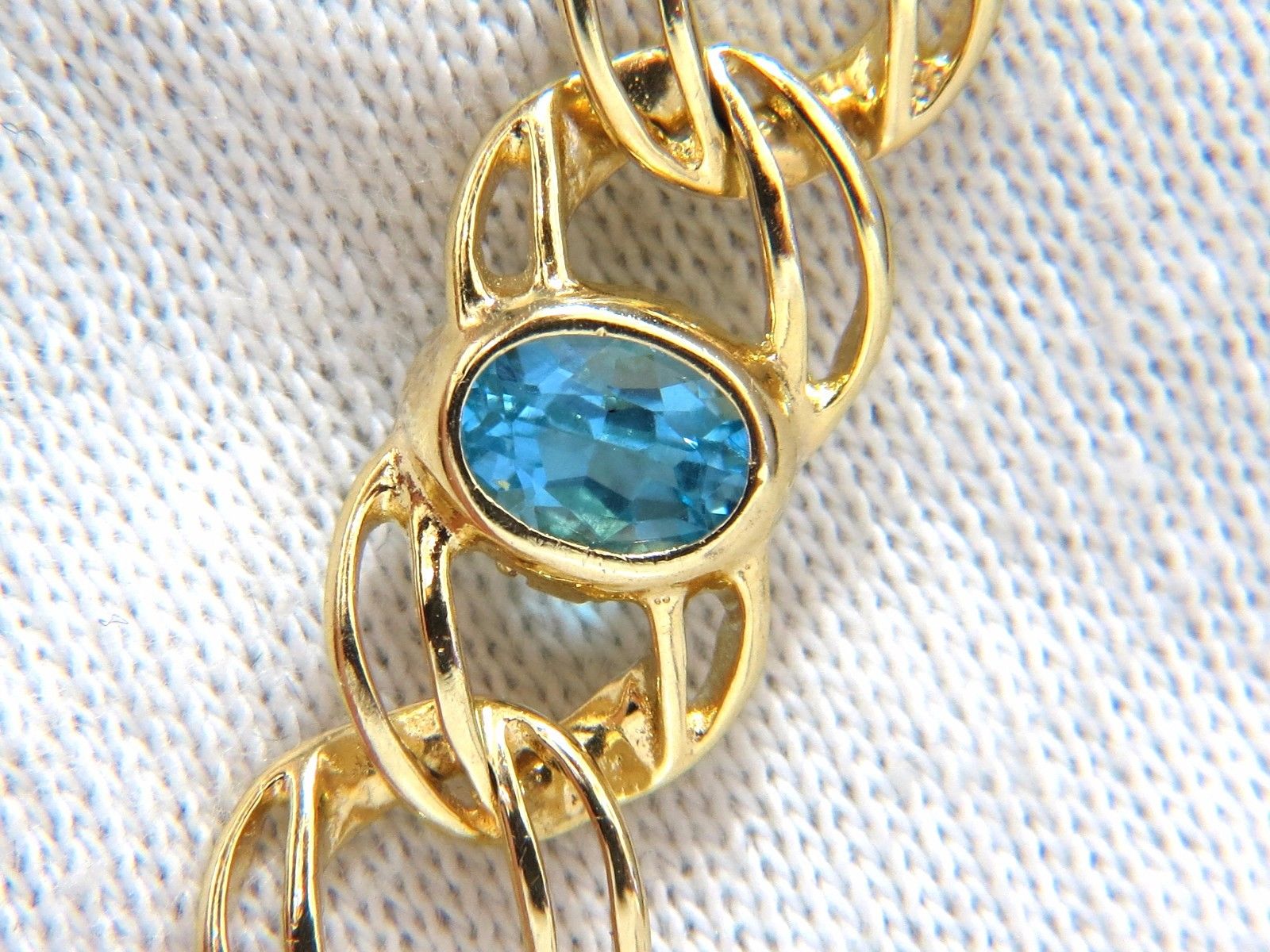 6ct Natural Swiss Blue Topaz Bracelet in 14k Gold - Vintage Art Deco Style Jewelry for Women, Perfect for Weddings, Parties & Special Occasions