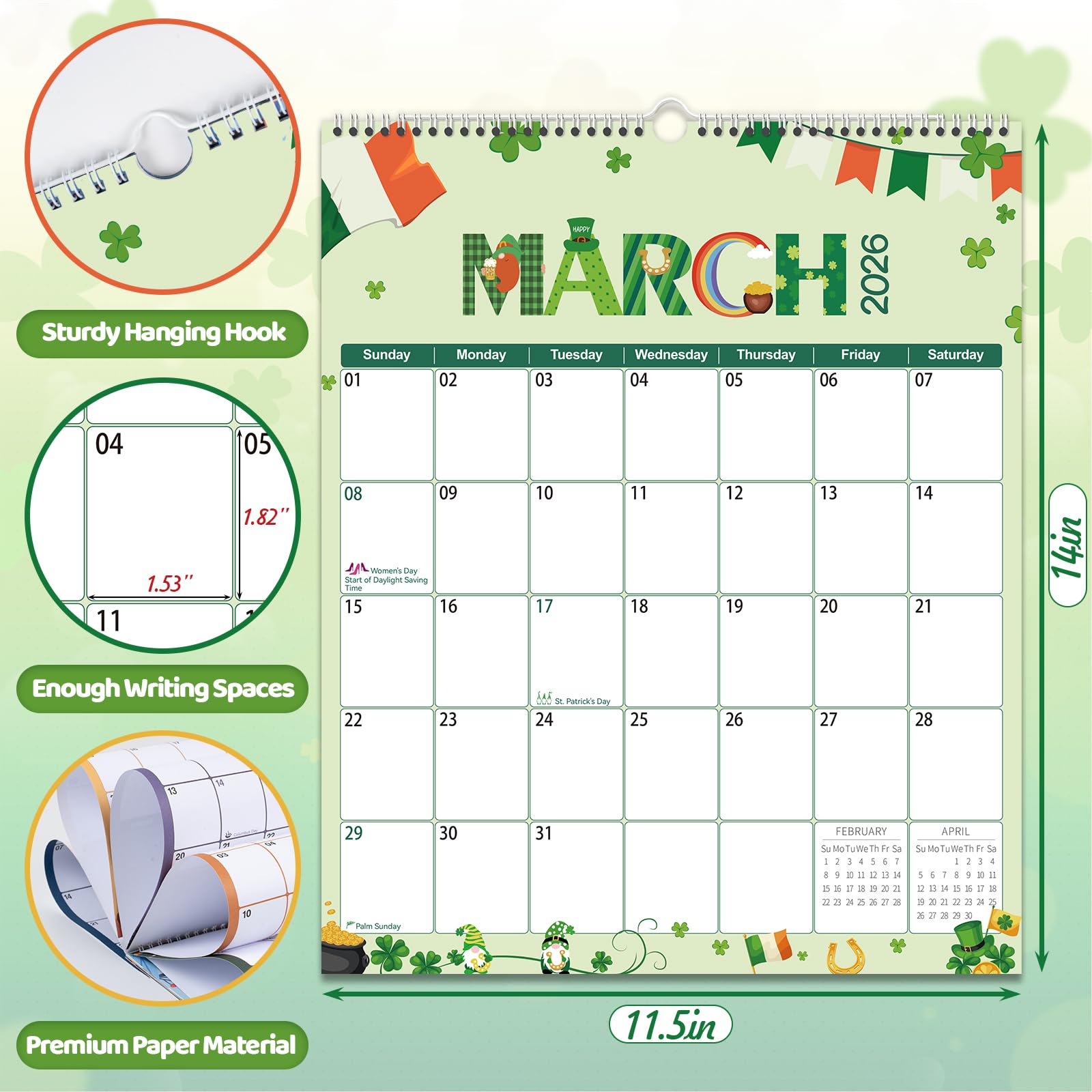 GuassLee 2025-2026 Wall Calendar | 19-Month Vertical Hanging Planner (June 2025 - December 2026) | 14