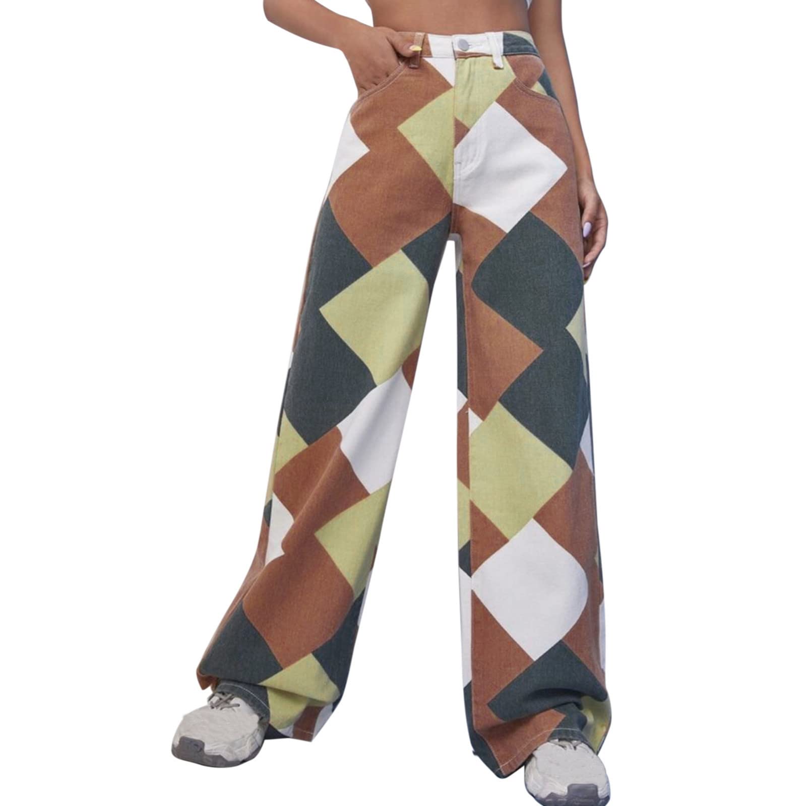 Women's High Waisted Baggy Jeans - Wide Leg Denim Pants for Casual Wear