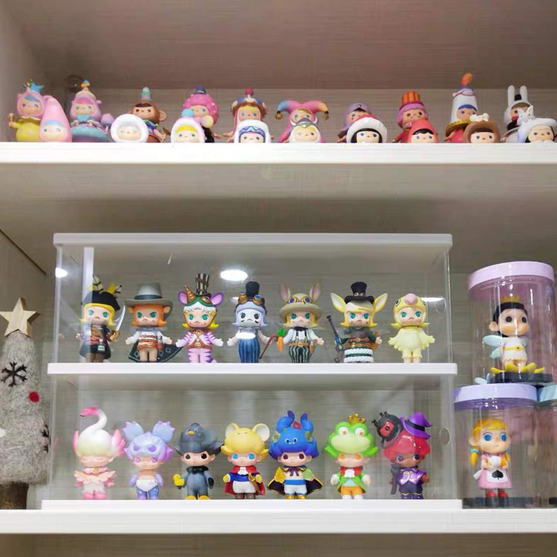 2-Tier Acrylic Display Case for Funko Pop Figures & Lego Miniatures - Clear Transparent Organizer Showcase (White, 15.6x3.8x10.8in) - Perfect for Collectibles, Action Figures & Toy Storage in Bedroom, Office or Game Room