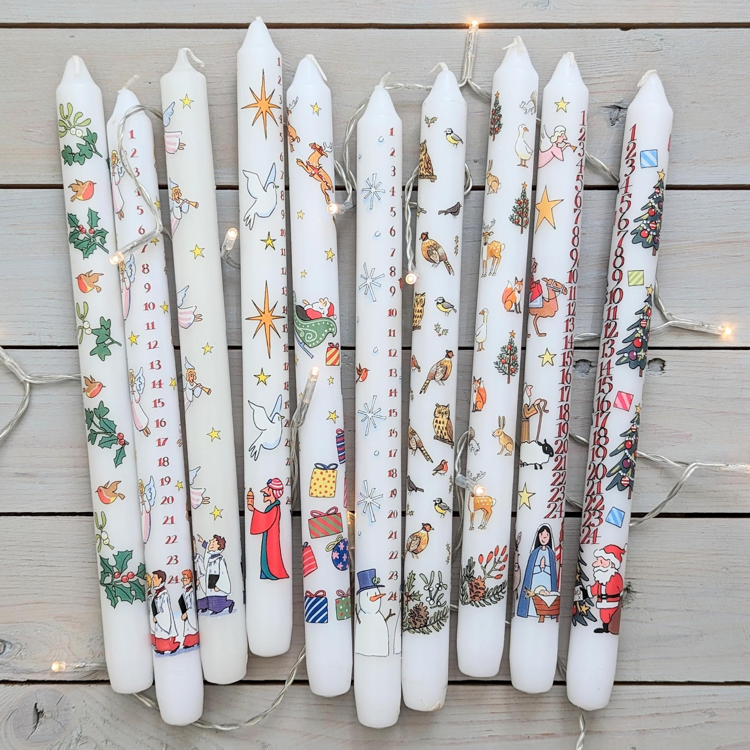 Alison Gardiner 29.5cm Advent Candle for Christmas Tree Decorations, Holiday Dinner Table Centerpiece - Perfect for Christmas Celebrations, Home Decor & Festive Gatherings