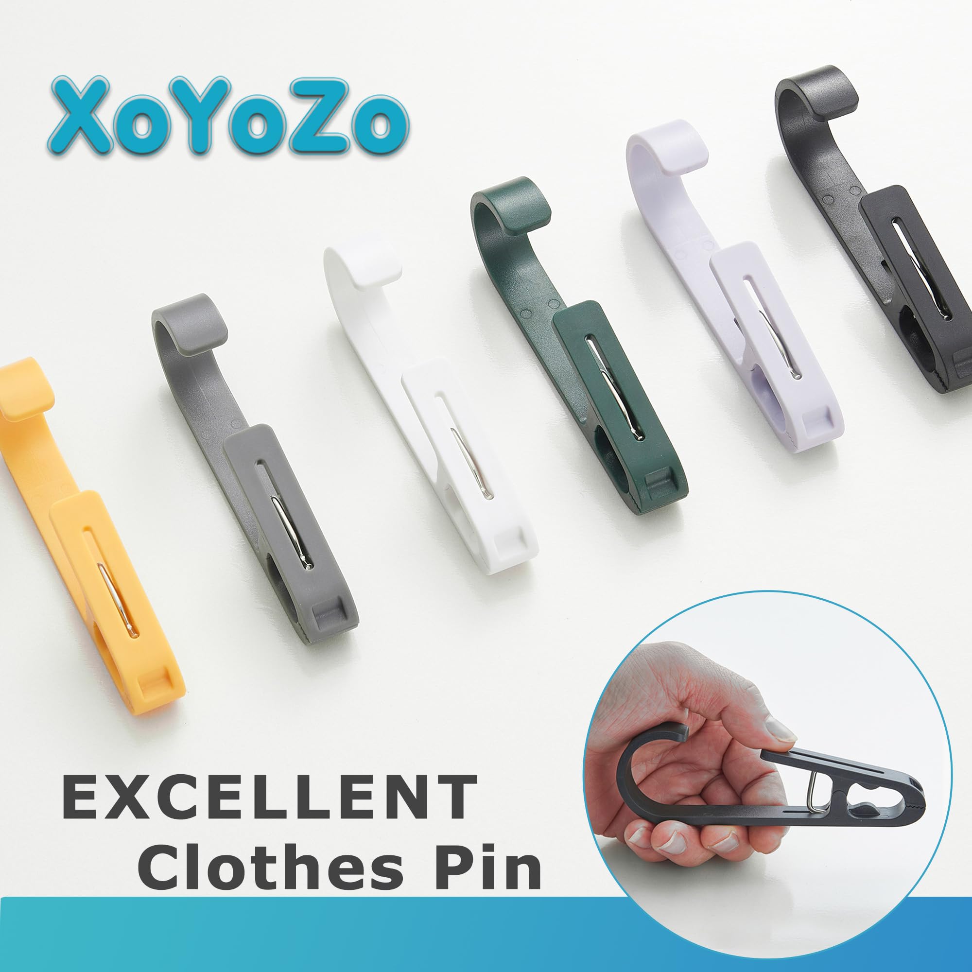 XoYoZo 4Pcs Laundry Hooks with Clips - Organize Socks, Towels & Bras for Bathroom & Wardrobe (Green)