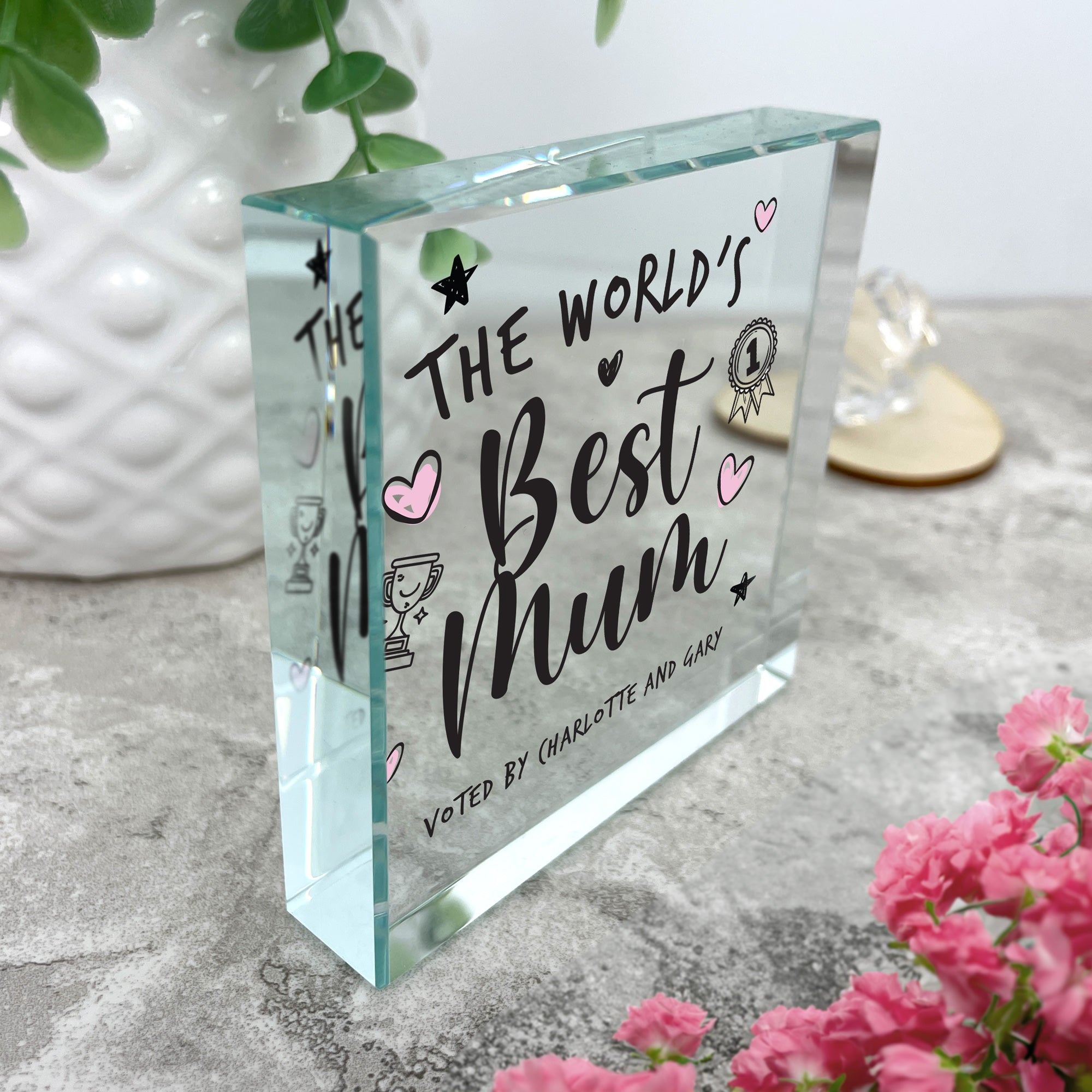 Personalized 'World's Best Mom' Crystal Keepsake Gift - Perfect for Mother's Day, Birthday & Anniversary Celebrations