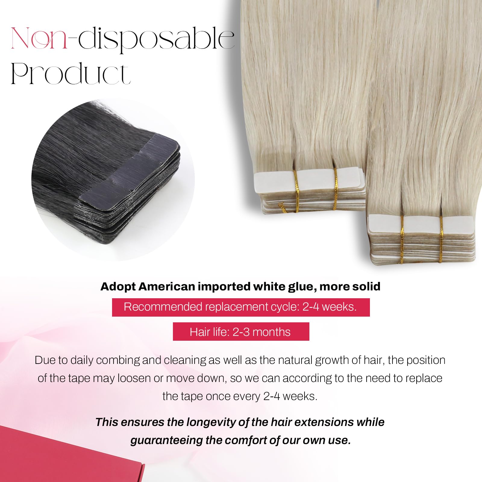 40-Piece Moresoo Tape-In Human Hair Extensions Bundle - 18 Inch Blonde (#60 Platinum) Glam Seamless Extensions (50g+50g) for Volume & Length | Perfect for Parties, Weddings & Daily Styling