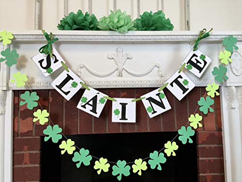 St. Patrick's Day Decorations - SLAINTE Banner, Garland & Party Decor for St. Patty's Day Celebrations | Perfect for Home, Pub & Office Decor