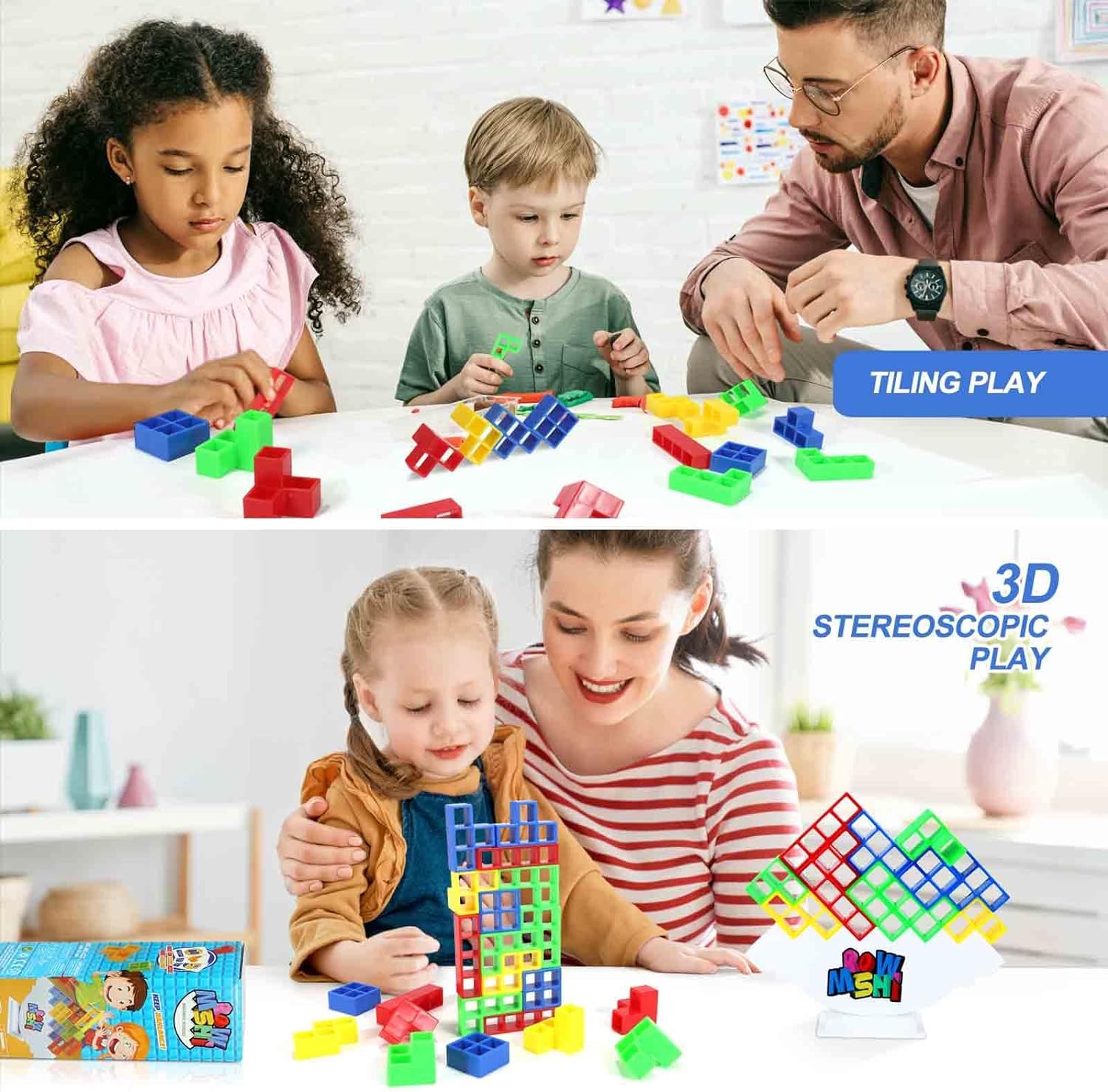 Stacking Balance Game for Kids & Adults - 48PCS Team Building Toy for Family Fun