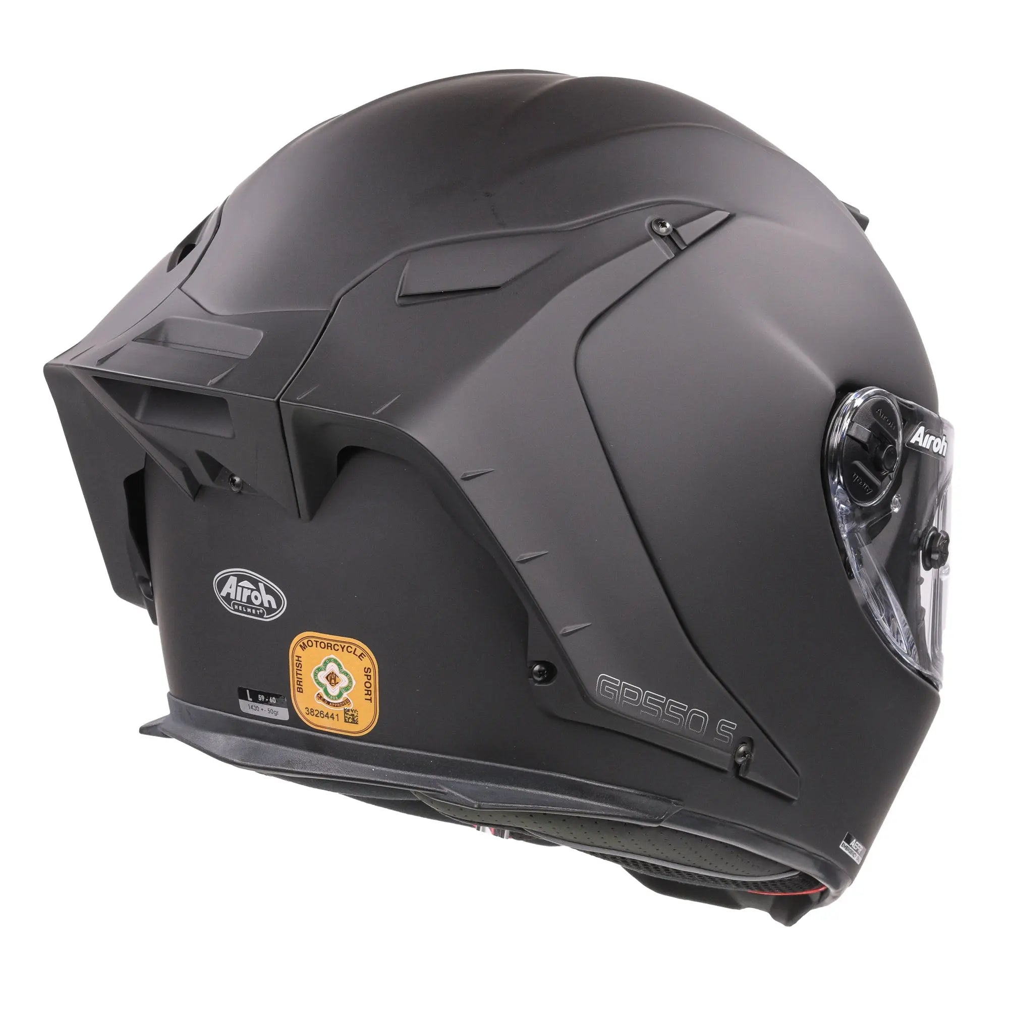 Airoh GP 550 S Matt Black Motorcycle Helmet - DOT & ECE Certified, Lightweight Full Face Helmet for Street & Racing Bikes - Perfect for Commuting, Touring & Track Days