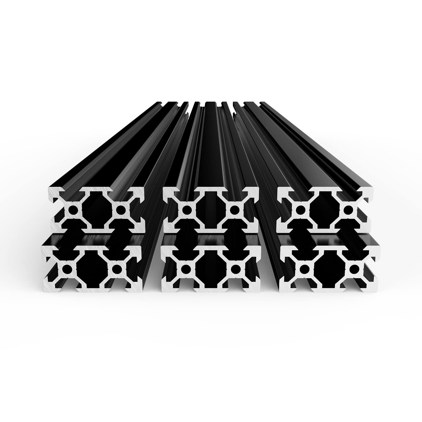 6PCS 2040 Aluminum Extrusion Profile V-Slot Linear Rail - European Standard Anodized Black for 3D Printer (1220mm) - Perfect for DIY CNC Machines, Laser Cutters & 3D Printing Projects