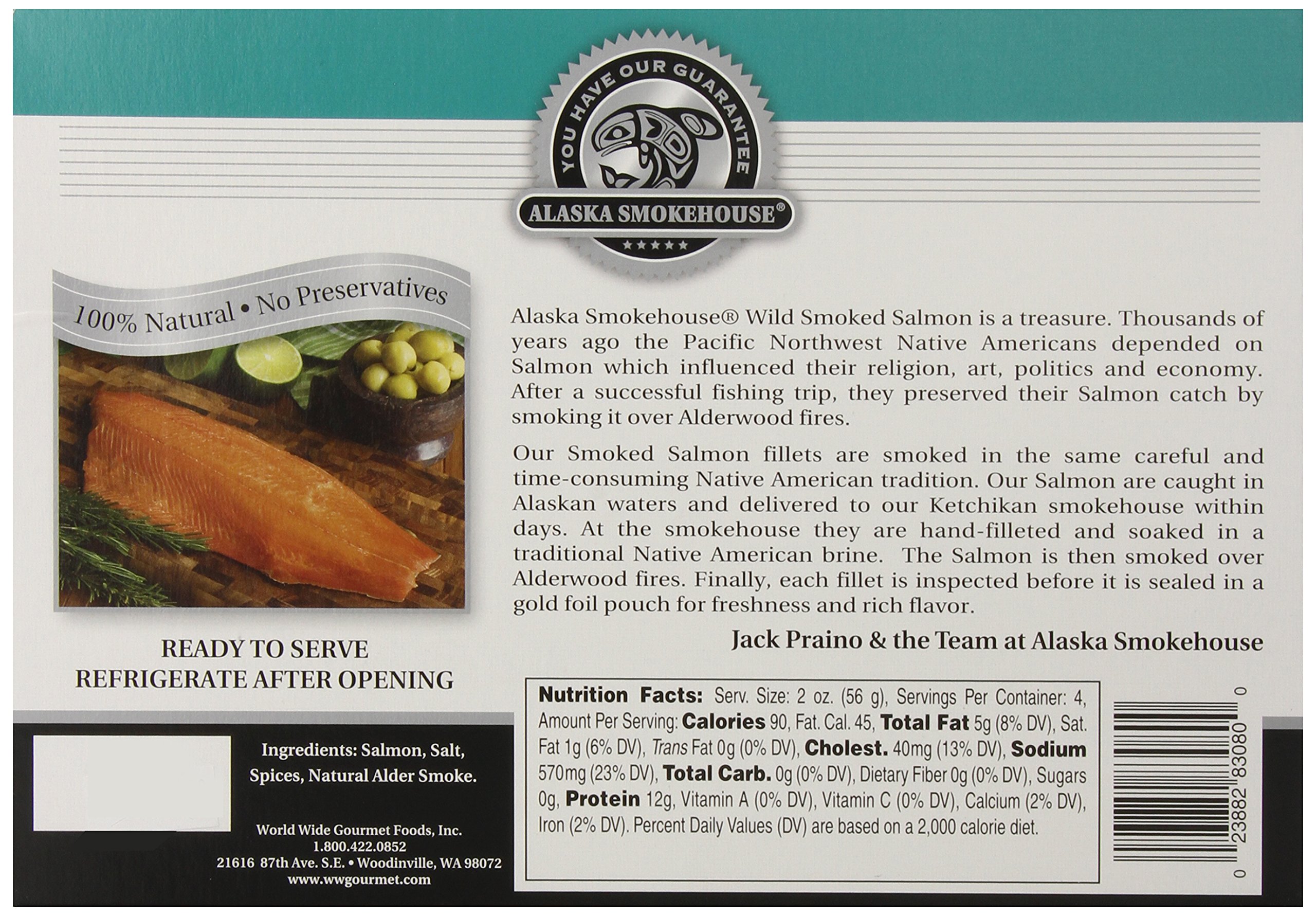 Premium Alaska Smokehouse Smoked Salmon Fillet - Wild Caught, 8oz Gift Box | Perfect for Gourmet Gifts, Charcuterie Boards & Healthy Snacking
