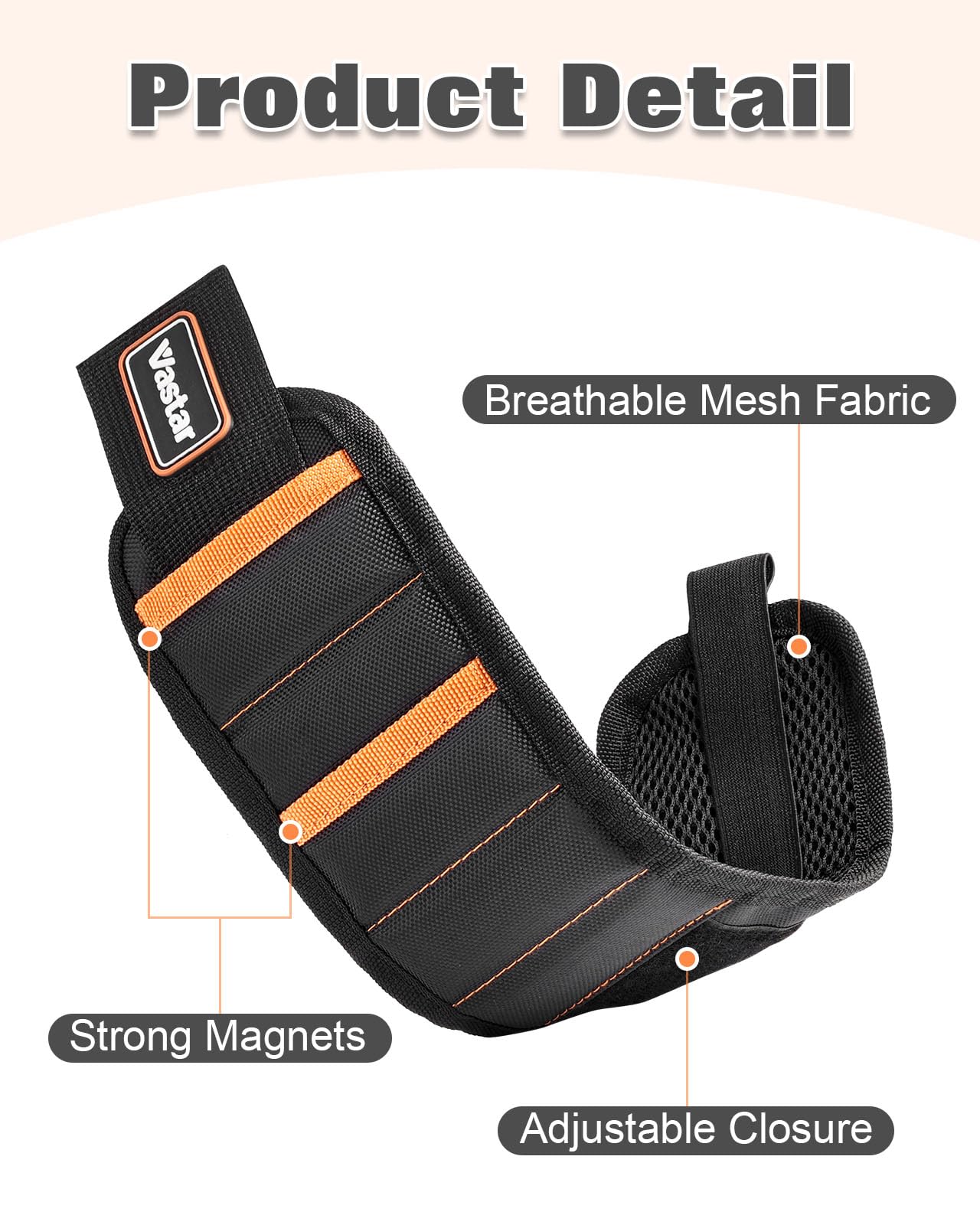 Magnetic Wristband Tool Belt - 5 Strong Magnets for Screws & Nails | DIY & Workshop Use
