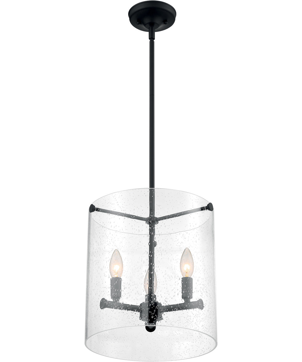 12W Bransel 3-Light Pendant Light Fixture in Matte Black - Perfect for Kitchen Island, Dining Room, and Entryway Lighting