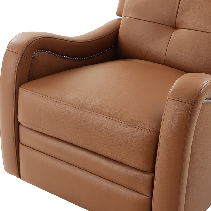 Amelia Genuine Leather Swivel Rocker Recliner Chair - Comfortable Living Room Furniture for Relaxing, Reading & Watching TV