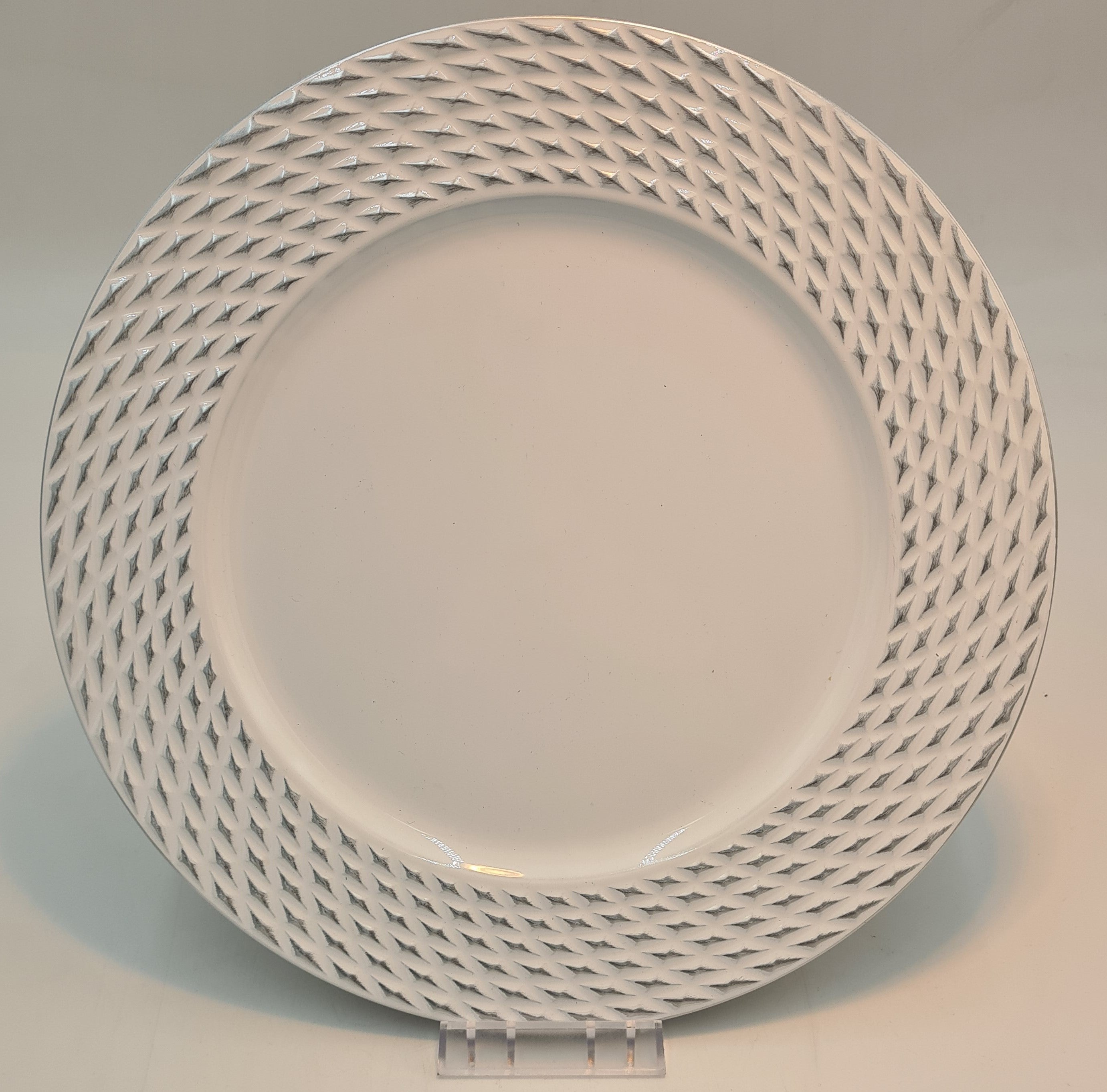 13-Piece White and Silver Charger Plate Set - Elegant Dinnerware for Weddings, Parties, and Formal Dining