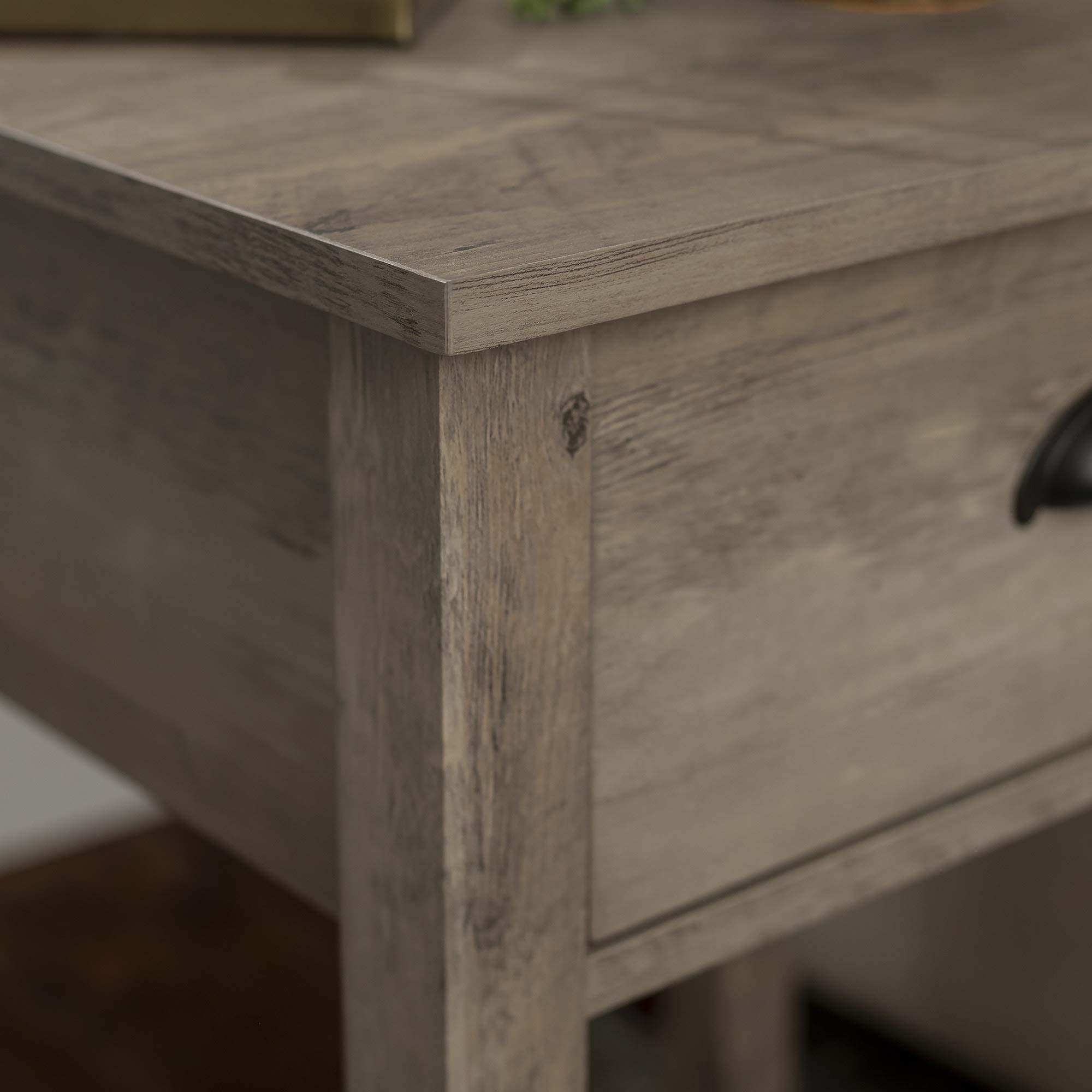 Walker Edison Farmhouse Square Side Accent Table Set - 18 Inch Grey Wash Storage End Table with Door for Living Room, Bedroom & Nightstand - Perfect for Small Space Organization & Home Decor