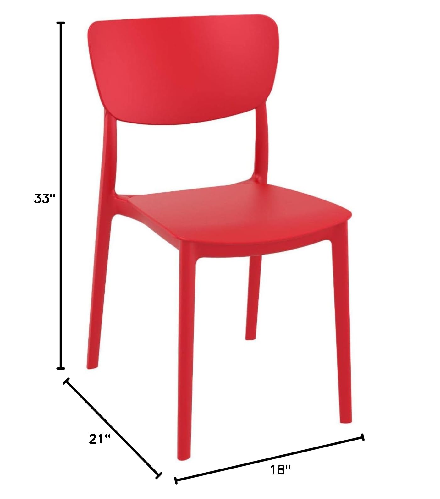 Monna Outdoor Dining Chairs Set of 2 - Weather-Resistant Red Patio Furniture for Garden, Deck, Poolside & Backyard (ISP127-RED)