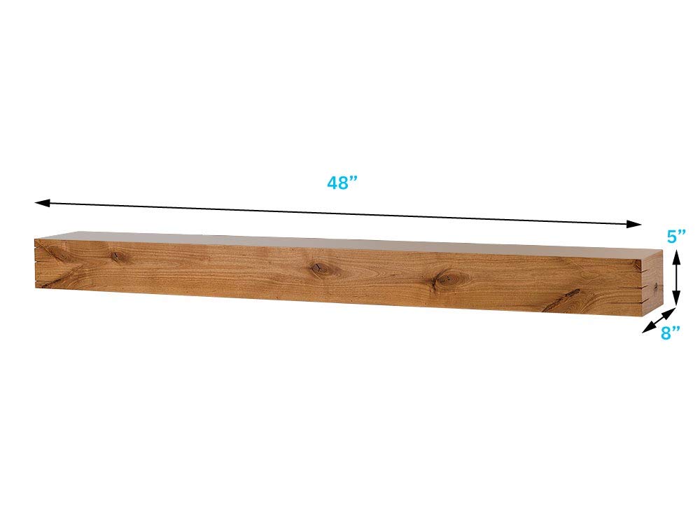 48 Inch Floating Fireplace Mantel Shelf - Solid Wood Rustic Wall Shelf with Clear Polyurethane Finish | Made in USA | Perfect for Electric Fireplaces, Home Décor & Living Room Wall Display