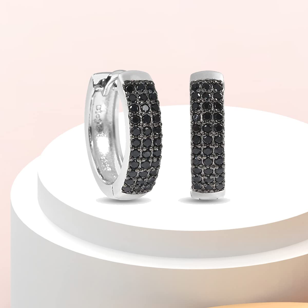 925 Sterling Silver Black Spinel Huggie Hoop Earrings for Women | 0.6 Ct Elegant Jewelry | Perfect Anniversary & Birthday Gifts | Great for Parties, Weddings & Everyday Wear