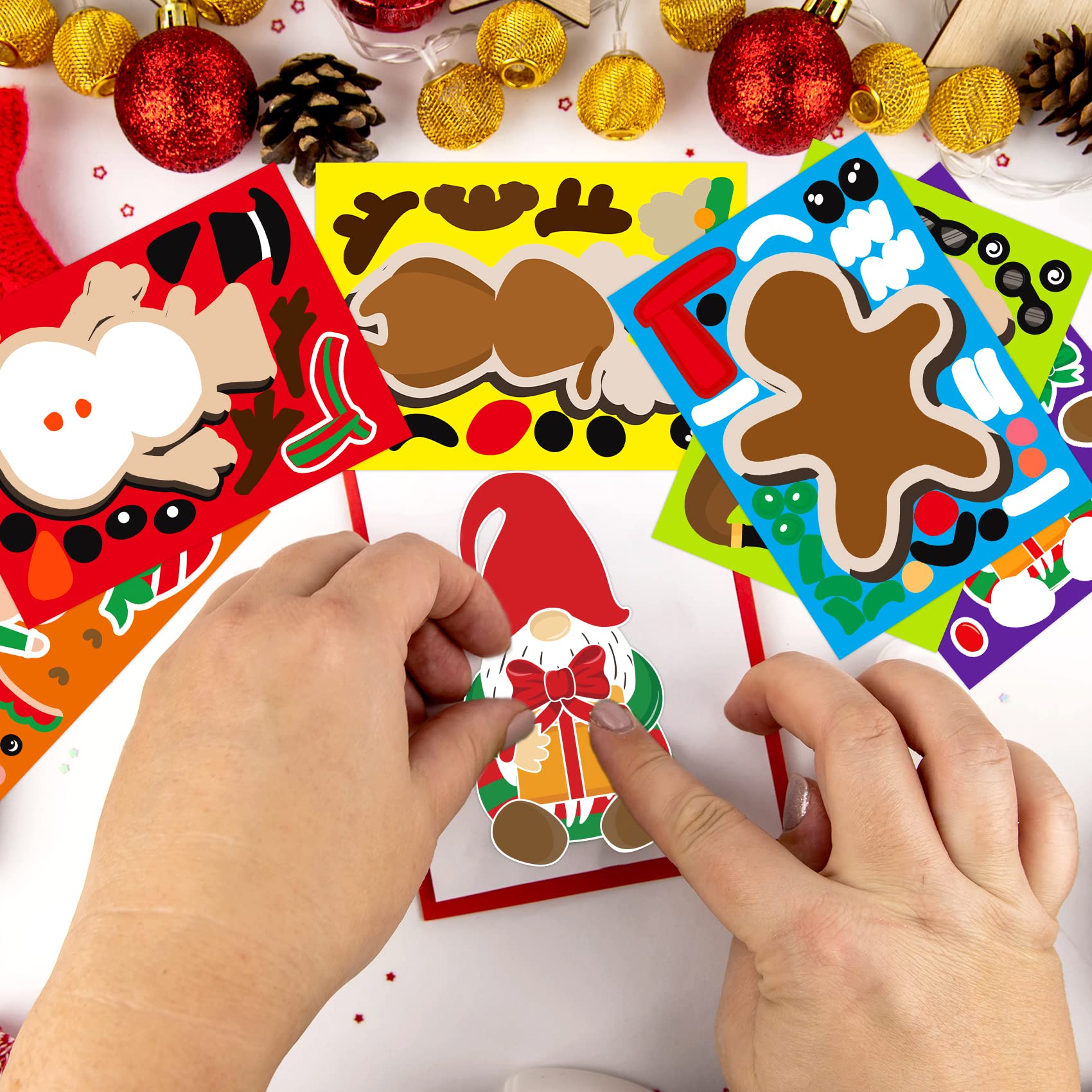 Funnlot 30 PCS Christmas Stickers for Kids - Snowman, Santa, Gingerbread & Reindeer Face Stickers - DIY Xmas Crafts & Holiday Party Games - Perfect for Classroom Activities & Family Christmas Decorations